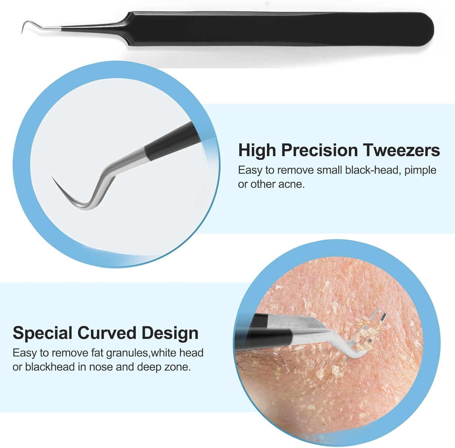 Blackhead Remover Tools Pimple Popper Tool Kit, Comedones Extractor Acne Removal Kit for Blemish, Black Head Remover for face Risk Free Treatment for Whitehead Popping - Image 3