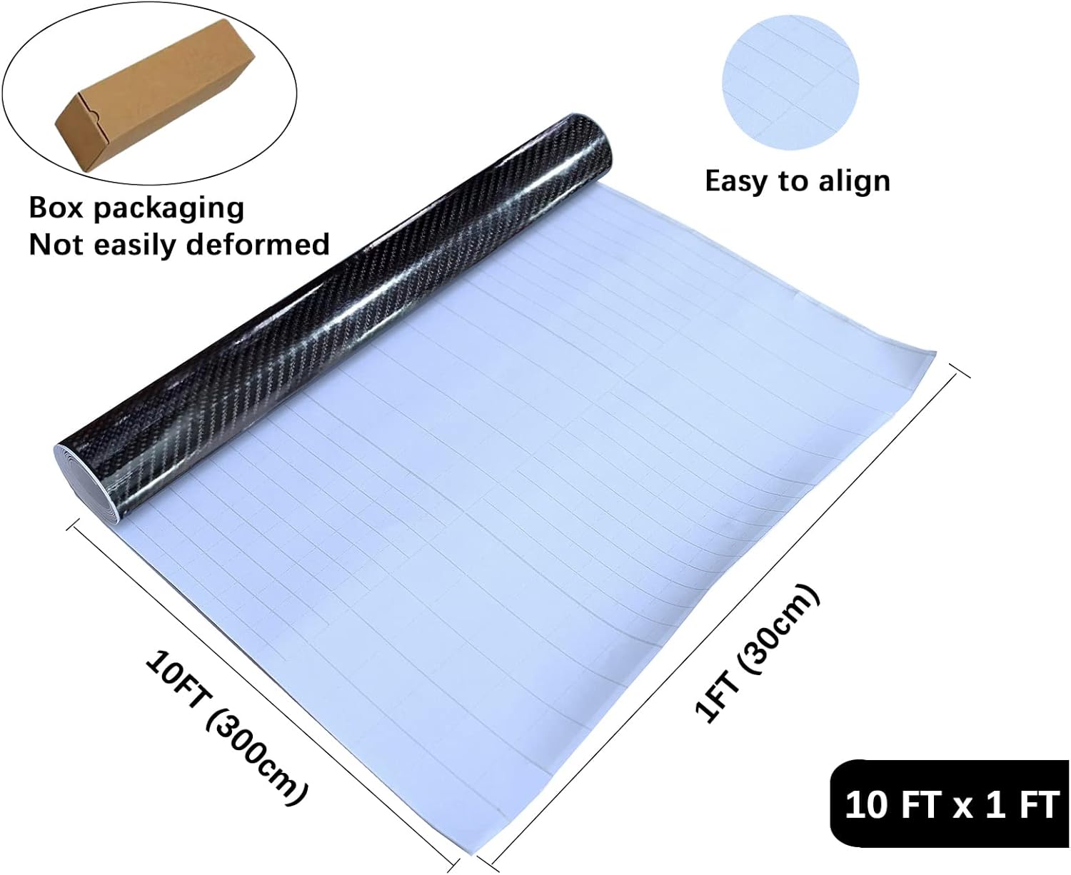Carbon Fiber Vinyl Wrap 10ft x 1ft Self Adhesive Film, Black Vinyl Wrap Bubble Free with Air Release Technology, Perfect for Cars DIY Exterior Interior Protection (Black Carbon Fiber, 10ft x 1ft) - Image 6