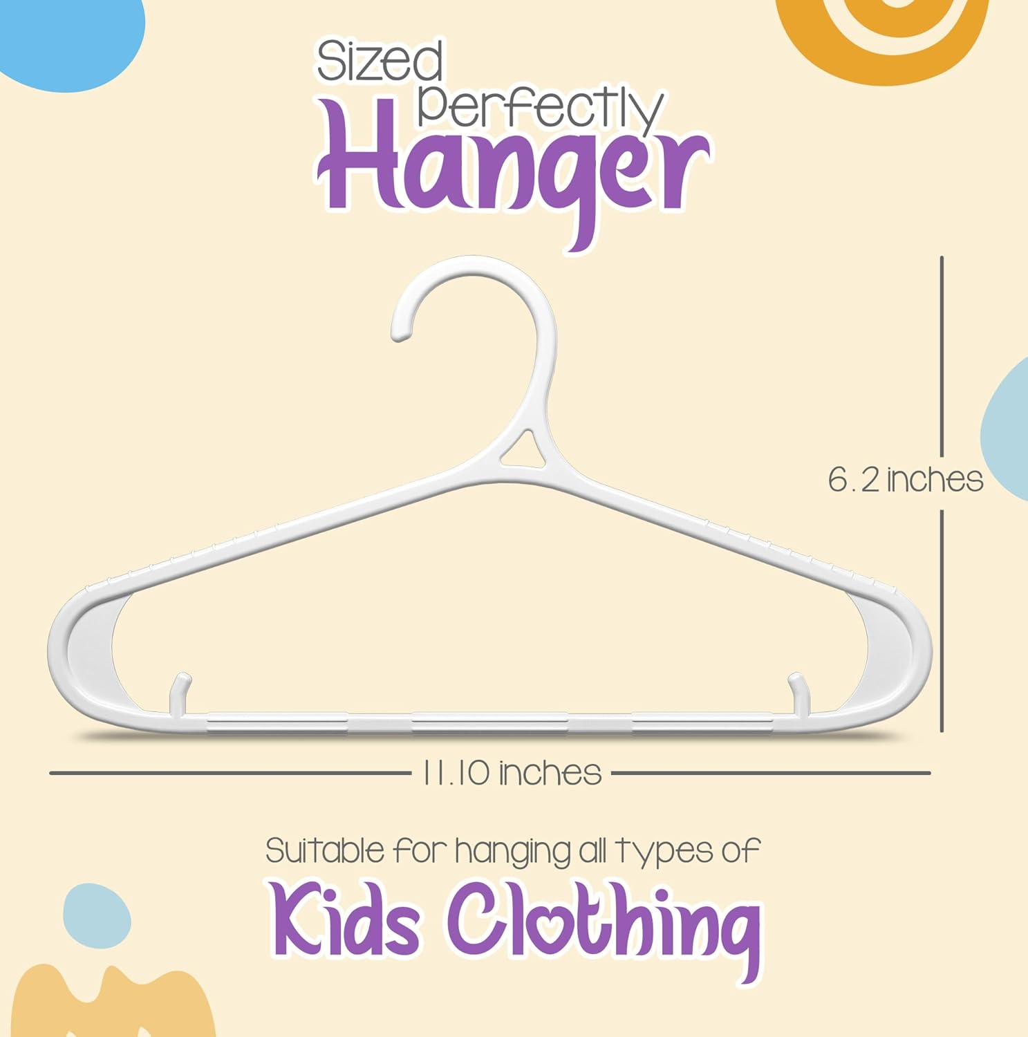 Utopia Home Kids Hangers 20 Pack - 11 Inch Plastic Baby Hangers for Closet - Childrens Hanger for Clothes & Infant Hanger for Closet - Non-Slip Shoulder Grooves, Strap Hooks & Pants Bar (White) - Image 2