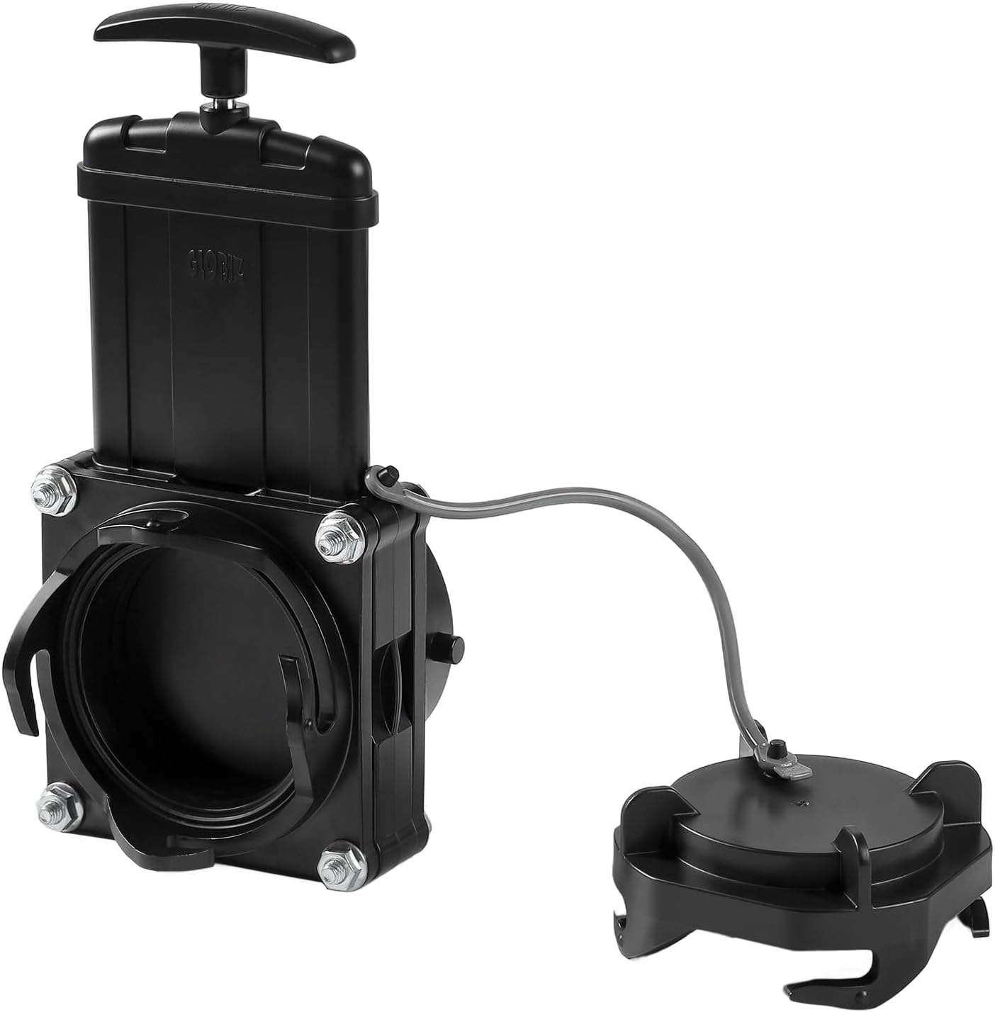 Short Bayonet Hook Twist-On Waste Valve RV Gate Valve Compatible with Most Brands of Bayonet/Lug Adapter UV-Resistant(1Pack) Black(8050)