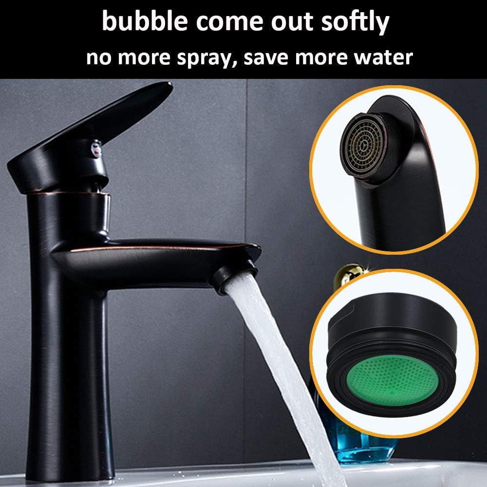 4 Pack 1.5 GPM Faucet Aerator, (24mm)15/16-Inch Male Threads Faucet Bubbler Sink Aerator/Laminar Bubble Water Saving Faucet Aerator with Gasket - Black - Image 4