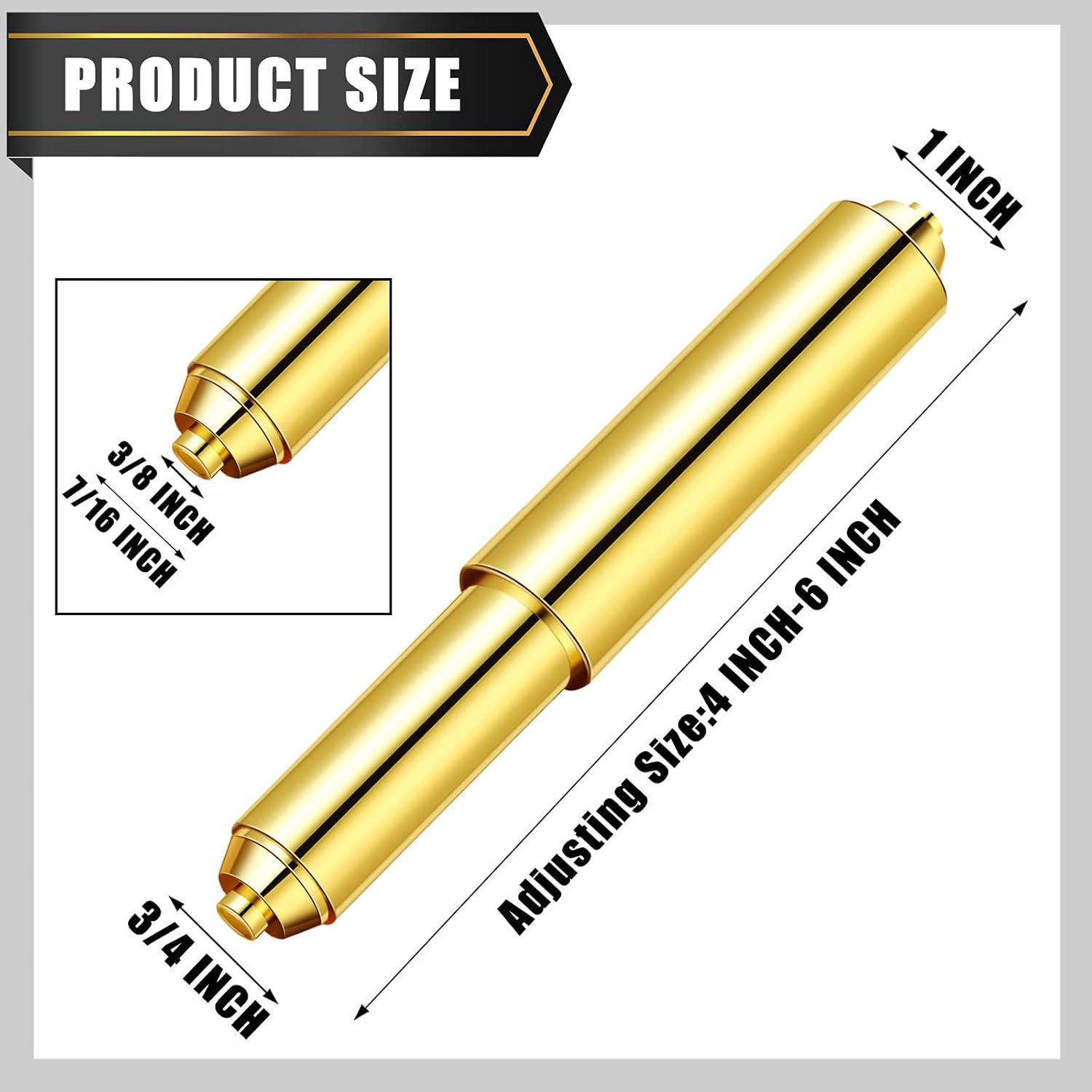 Shappy 2 Pcs Universal Toilet Paper Holder Replacement Rod Spring Loaded Plastic Retractable Paper Replacement Rod Toilet Tissue Roll Holder Insert for Bathroom Home Fixture Accessories (Gold) - Image 2