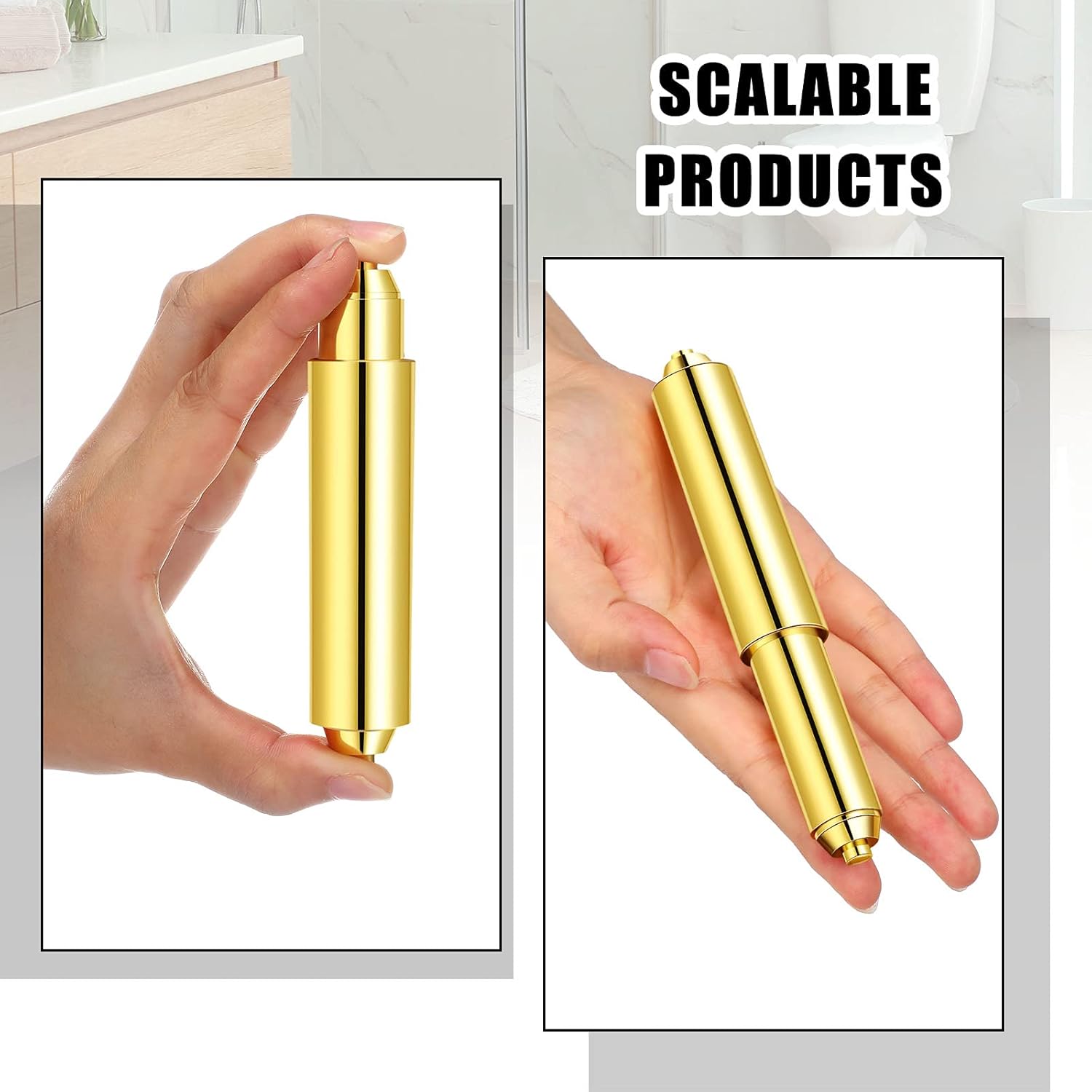 Shappy 2 Pcs Universal Toilet Paper Holder Replacement Rod Spring Loaded Plastic Retractable Paper Replacement Rod Toilet Tissue Roll Holder Insert for Bathroom Home Fixture Accessories (Gold) - Image 3