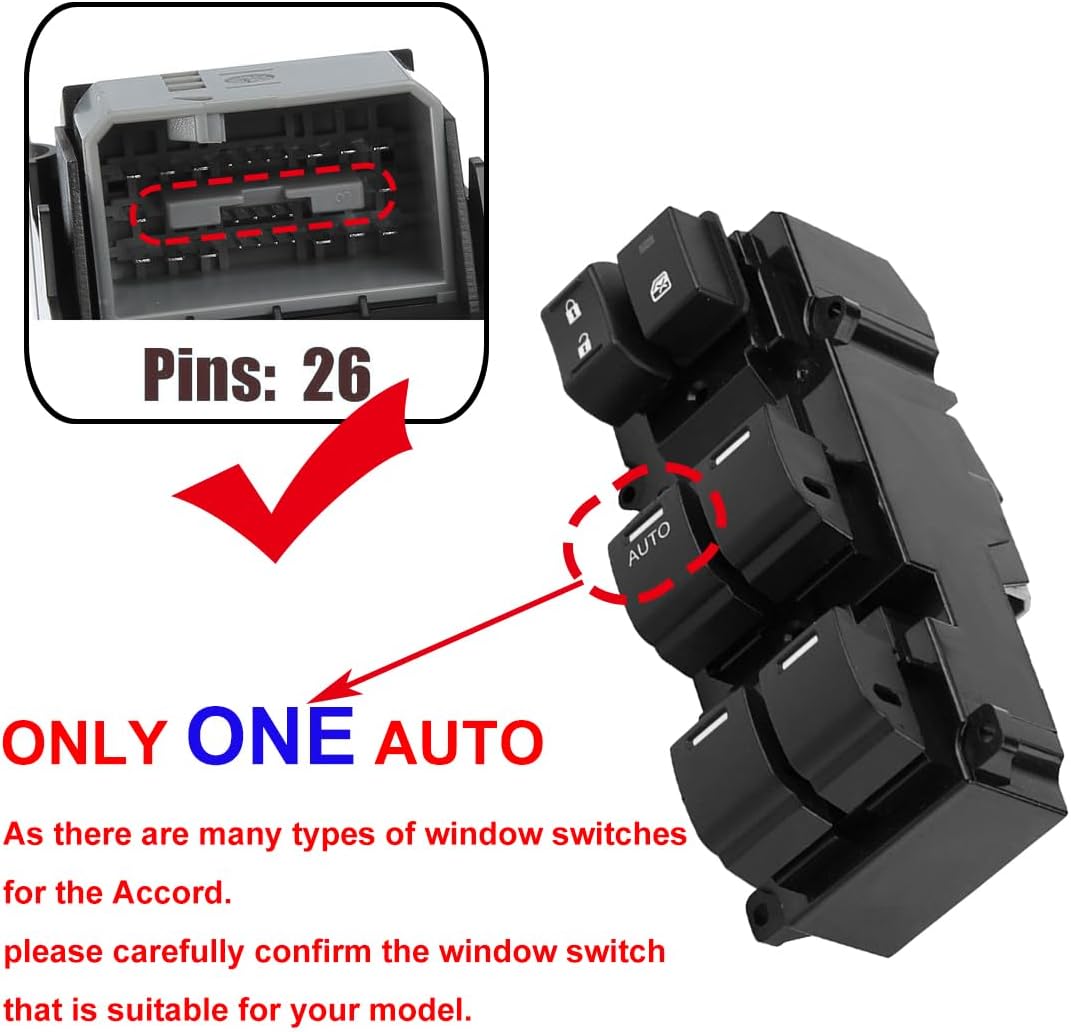 Front Left Driver Side Master Window Switch Replacement for Honda Accord Sport 2013-2017 Replace OE 35750T2AA91 | Fit for 2013-2017 Accord Sport 35750-T2A-A91 Power Window Master Switch Buttons - Image 3