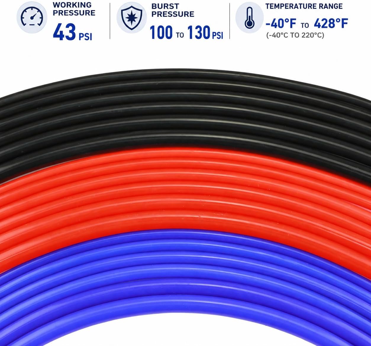 Ucreative Silicone Vacuum Hose Kit 6PCS 5FT Tubing (1/8" to 3/8") High Performance Automotive Replacement (Black) - Image 3