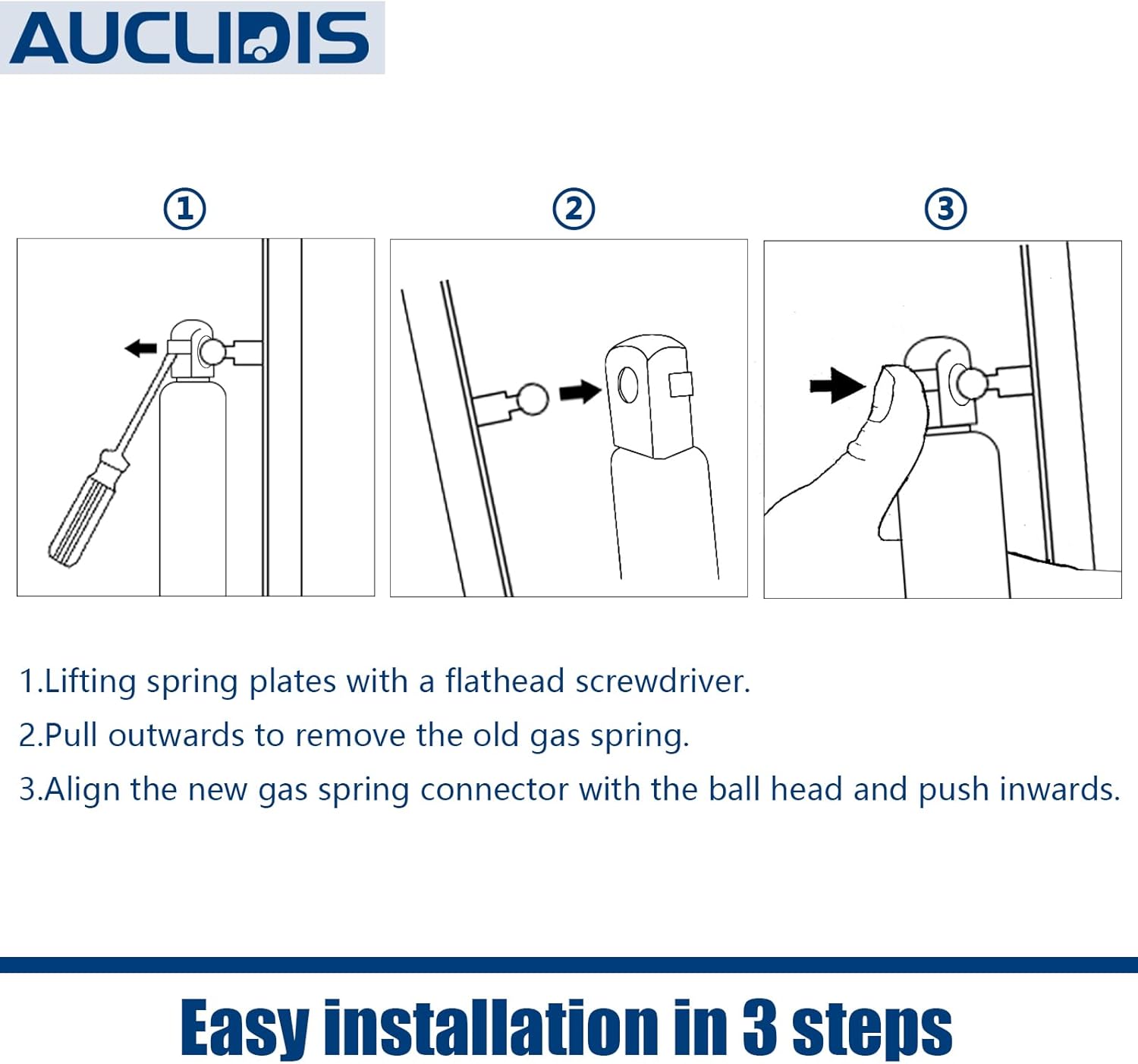 st270edi-45 27 Inch 45lb 200N Gas Struts Spring Shocks Lift Supports for Tonneau Cover Shell Pickup Bed Truck Undercover Top Topper Replacement Parts, ST270P45EZ10, st270edi2-45, Set of 2 by AUCLIDIS - Image 6