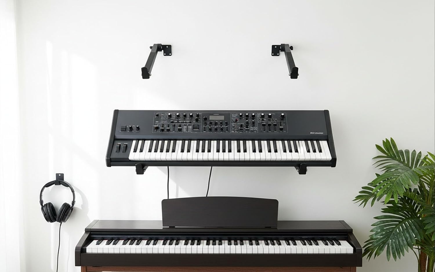 Heavy-Duty Steel Slatwall piano wall mount ,Can be rotated by 180°,Telescoping Arms (12"-18") for Keyboard Holder,Piano Stand,Piano Keyboard Stand, Music Production Equipment(1 Pair) - Image 5
