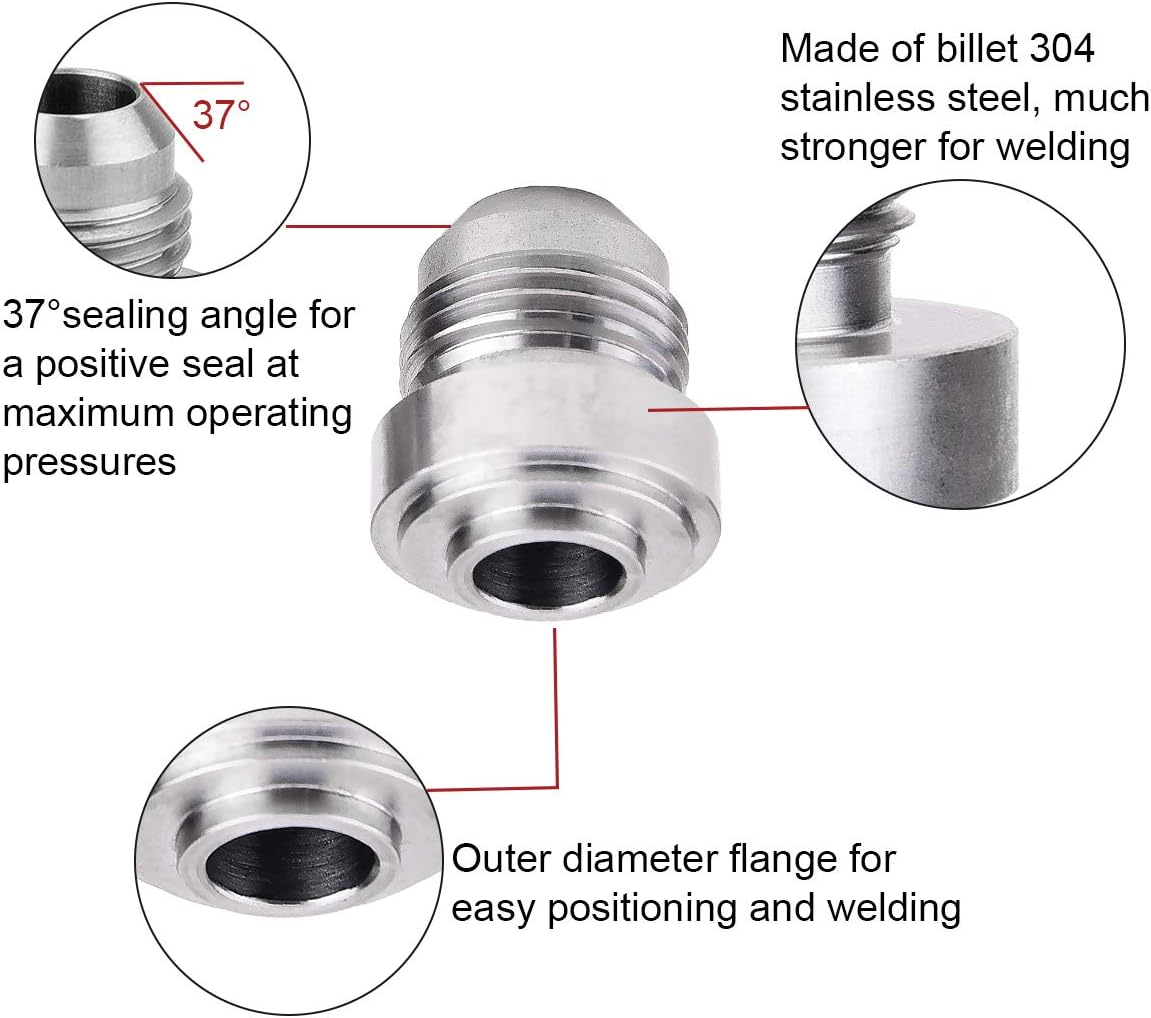 EVIL ENERGY Male 10AN Weld on Bung Fitting Stainless Steel 2Pcs - Image 2