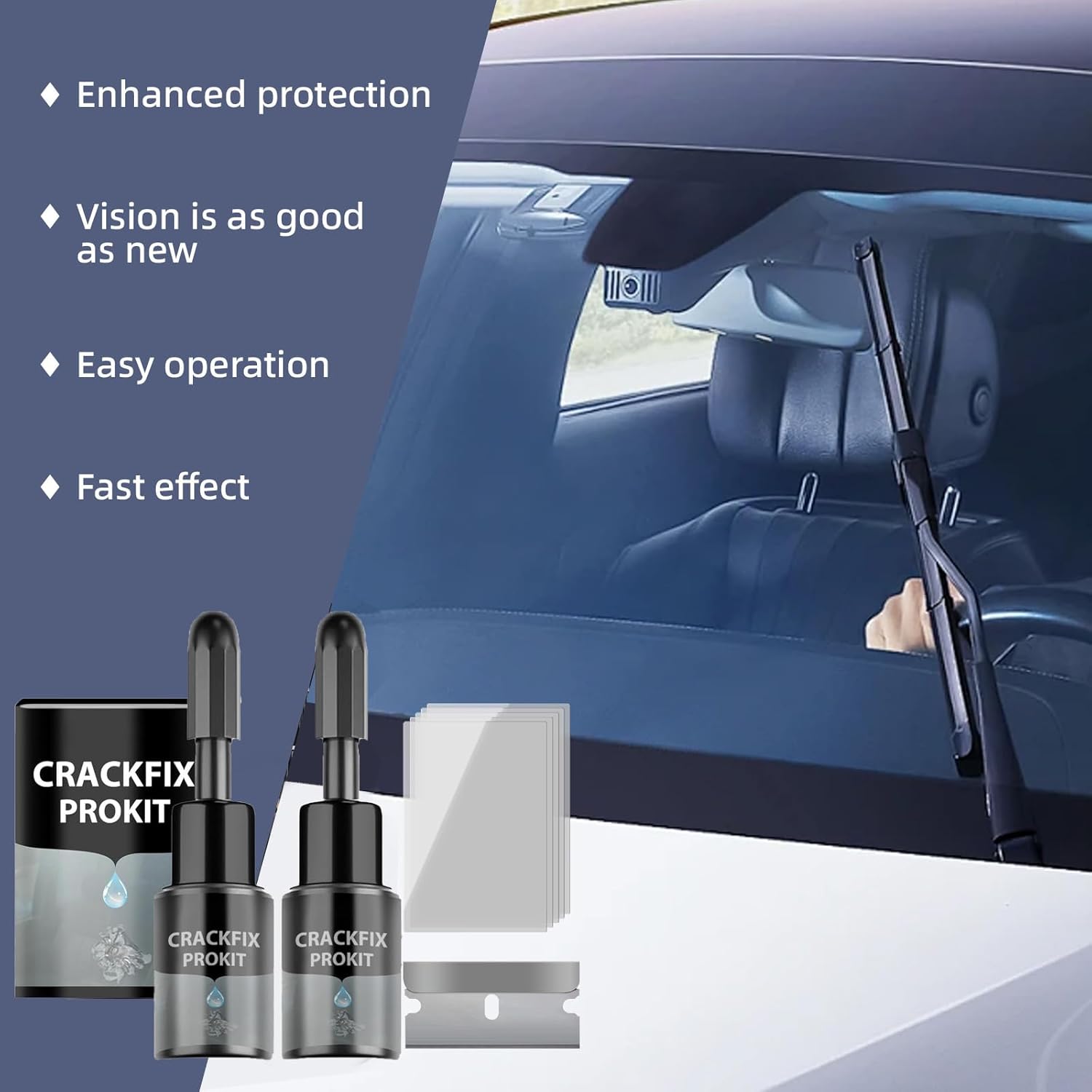 2PCS Crack fix Pro Kit Windshield Crack Repair Fluid Kit Windshield Repair Car Chips and Cracks Car Glass Repair Kits - Image 6