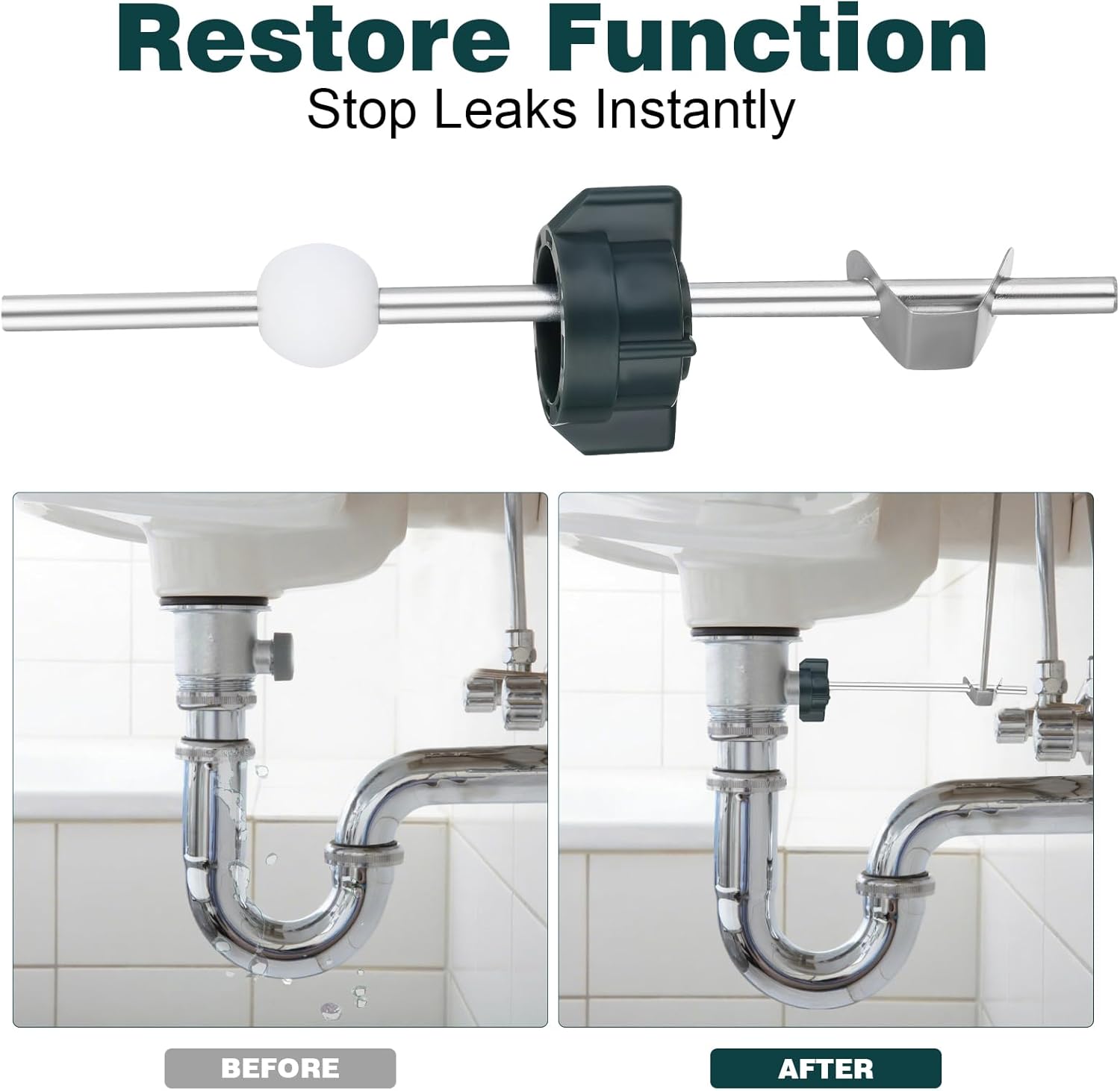Bathroom Sink Stopper Replacement Kit - Lavatory Pop Up Center Piece Assembly with Pivot Rod, Compatible with Price Pfister, PS2673 PS469 PSB327, Chrome Metal Drain Repair Parts - Image 5