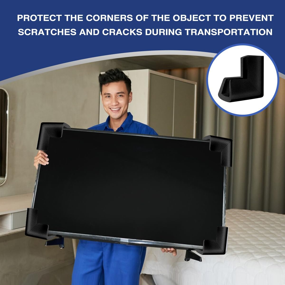 24Pcs Foam Protection Corner for Mirror TV Picture Frame,Packing Foam Corner Protectors for Shipping Moving,Edge Protection for Packing Fragile Artwork(Black) - Image 4