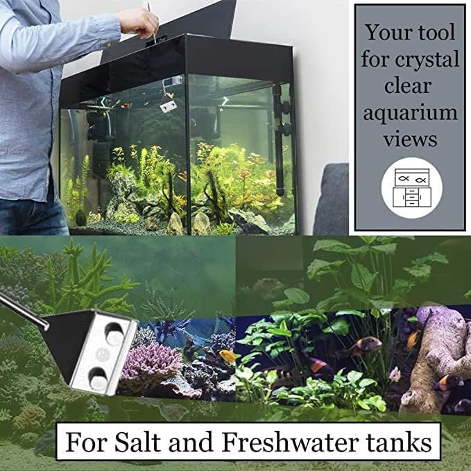 SunGrow Aquarium Glass Cleaner, Long Handheld Tool Cuts Cleaning Time to Half, Keep Hands Dry, Sharp Blade to Scrape Thickest Residue, Frequent Tank Maintenance - Image 5
