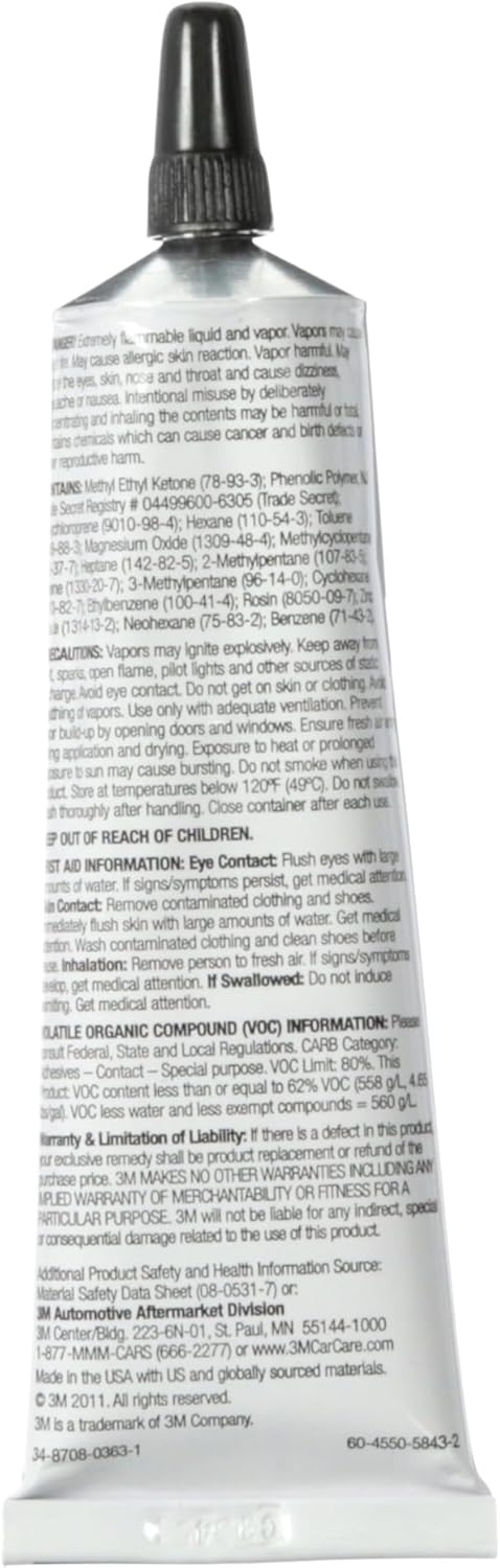 3M Super Weatherstrip and Gasket Adhesive, 08581, Black, 2 fl oz Tube, 1 Per Pack - Image 3