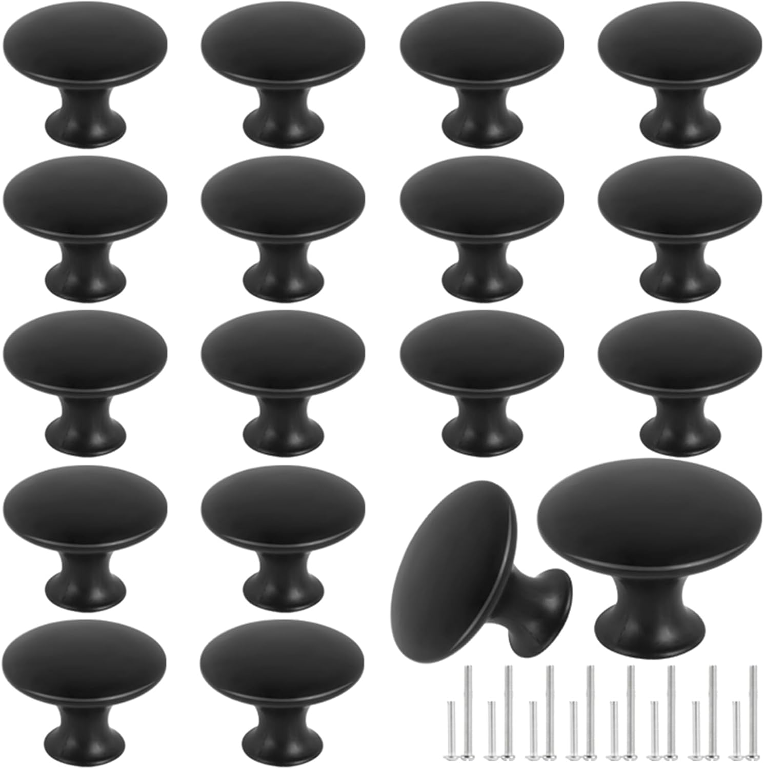 Romeda 18 Piece Drawer Knobs, Black Cabinet Knobs with Screw, 30mm Drawer Pulls for Dresser, Kitchen, and Cabinet Drawers
