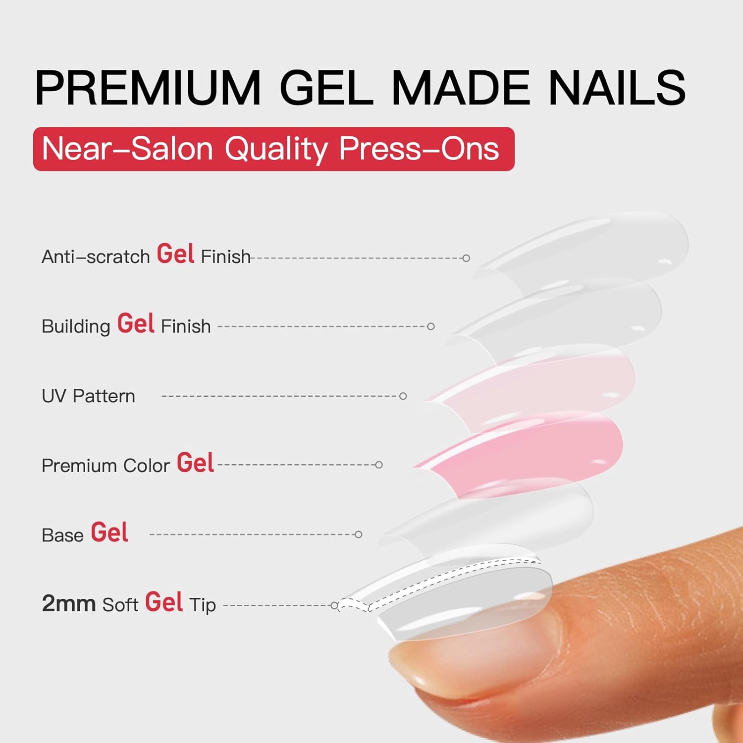 Curvlife Tip Press on Nails Acrylic Fake Nails with Design Full Cover False Nails for Women Reusable Nail Kit with Nail Glue Adhesive Tabs Nail File (Pink marble, Medium) - Image 3