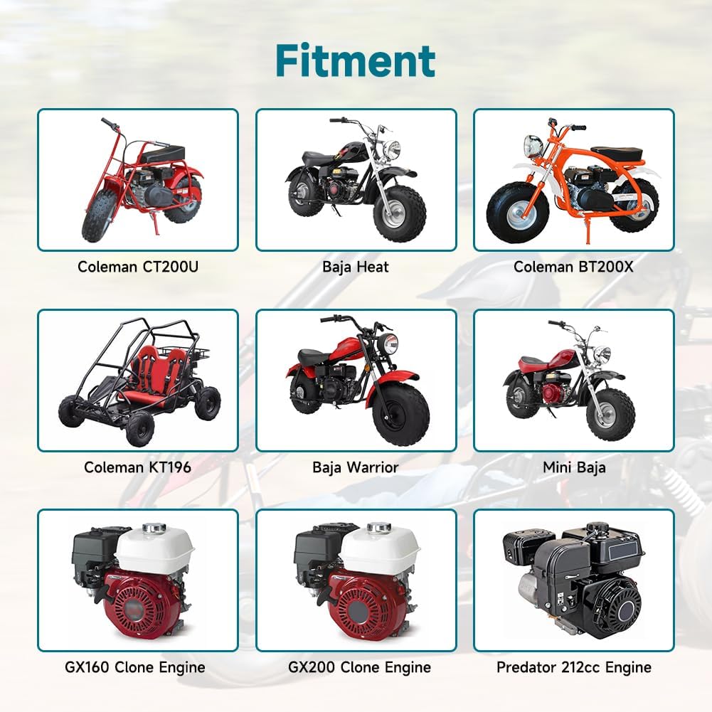 FVRITO Racing VM22 Carburetor for Predator 212cc 196cc 224cc Coleman CT200U BT200X GX160 GX200 6.5hp OHV Clone Engine KT196 Baja MB200 Mini Bike Go Kart with 38mm Air Filter Performance Parts Black - Image 6