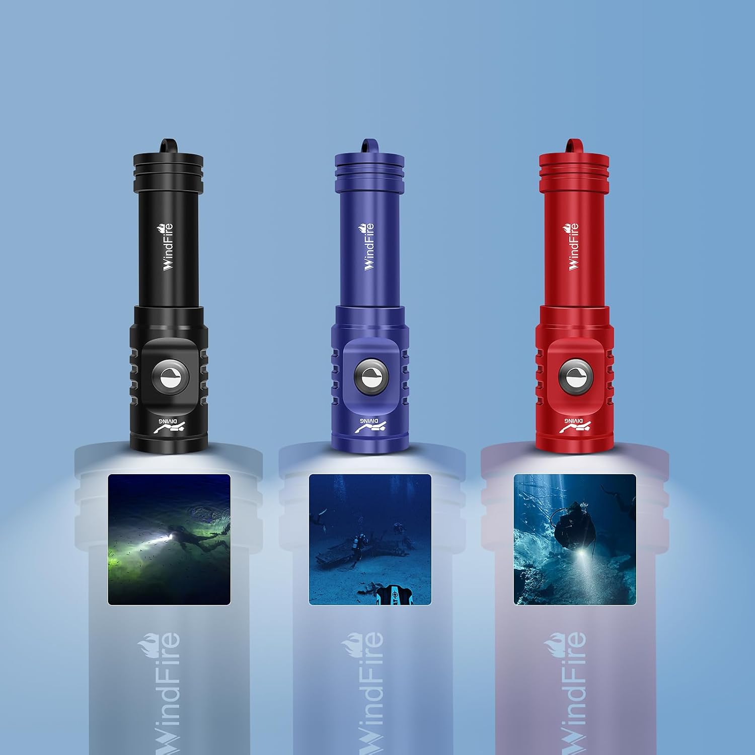 WINDFIRE TS08 Dive Light Super Bright, Scuba Flashlight Rechargeable, IP68 Waterproof 197 ft Depth Underwater Flashlight, 3 Modes & Power Indicator, Snorkeling Torch for Night Diving - Image 7