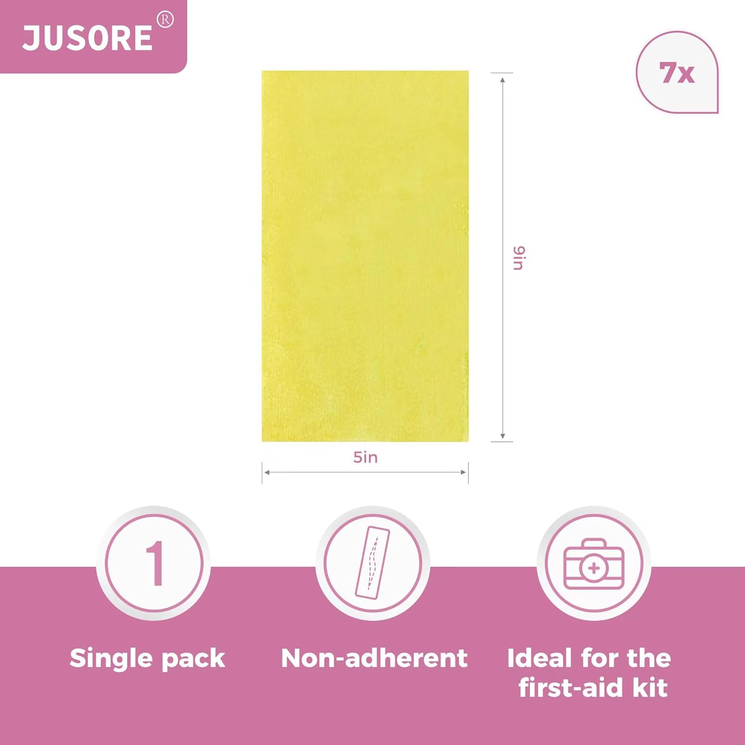 JUSORE Xeroform Petrolatum Dressing - FSA-HSA, 5"x9", Medical Non Stick Gauze Pads, Soft Mesh Gauze Patch for Wound Care, Burns, Lacerations, Skin Grafts & Surgical Incisions, 7 Individual Pack - Image 4