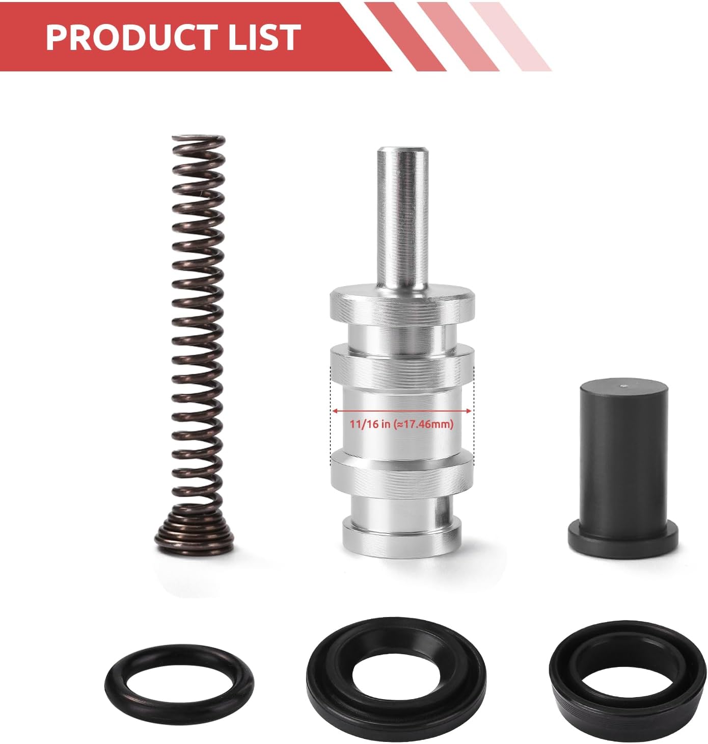 Front Master Cylinder Rebuild Kit 11/16" Bore for Harley-Davidson Dual Disc Models 45072-96 Brake Master Cylinder Rebuild Kit - Image 5