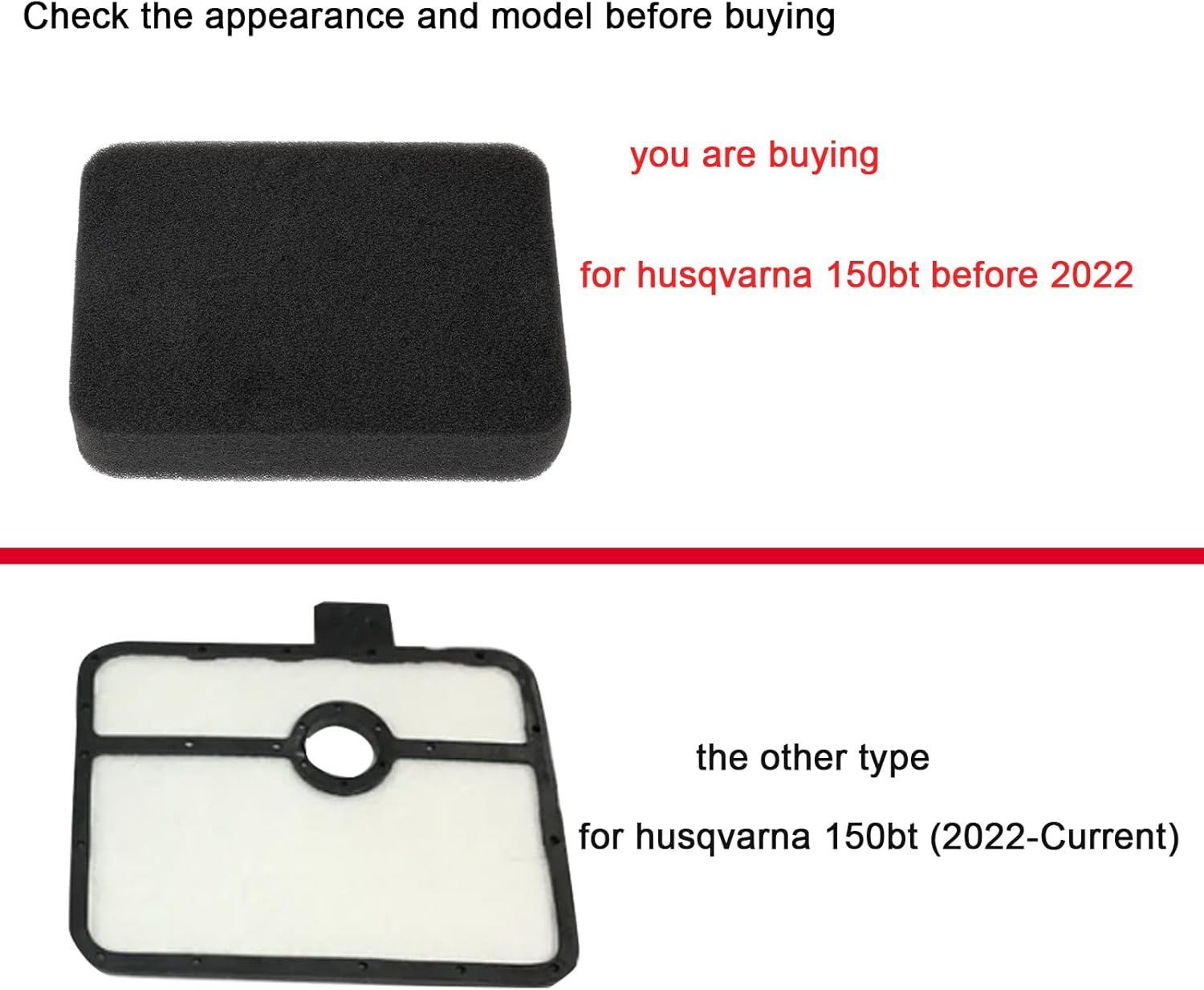 150BT Air Filter Fuel Line Kit for Husqvarna 150BT 350BT 560BTS 150BF 350BF 560BFS Backpack Blower Parts 150 BT Spark Plug Fuel Filter 502844401 Air Filter for Red Max EBZ5100RH Blower - Image 2