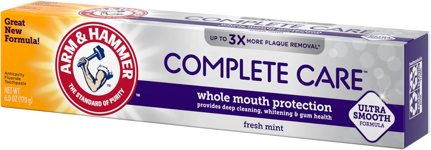 ARM & HAMMER Complete Care Toothpaste, Teeth Whitening Toothpaste, Fluoride, Whole Mouth Protection, Fresh Mint Flavor, 6.0 oz (Pack of 1) - Image 11