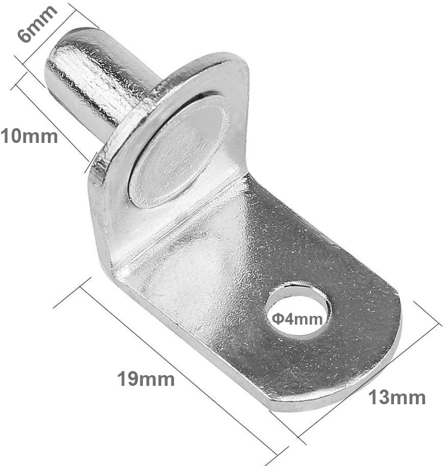 "50 Pcs 6mm Shelf Pins, L-Shaped Nickel Plated Shelf Support Pegs with Hole for Cabinet, Bookcase, Closet, Kitchen Furniture - Durable Metal Bracket Holders". - Image 2