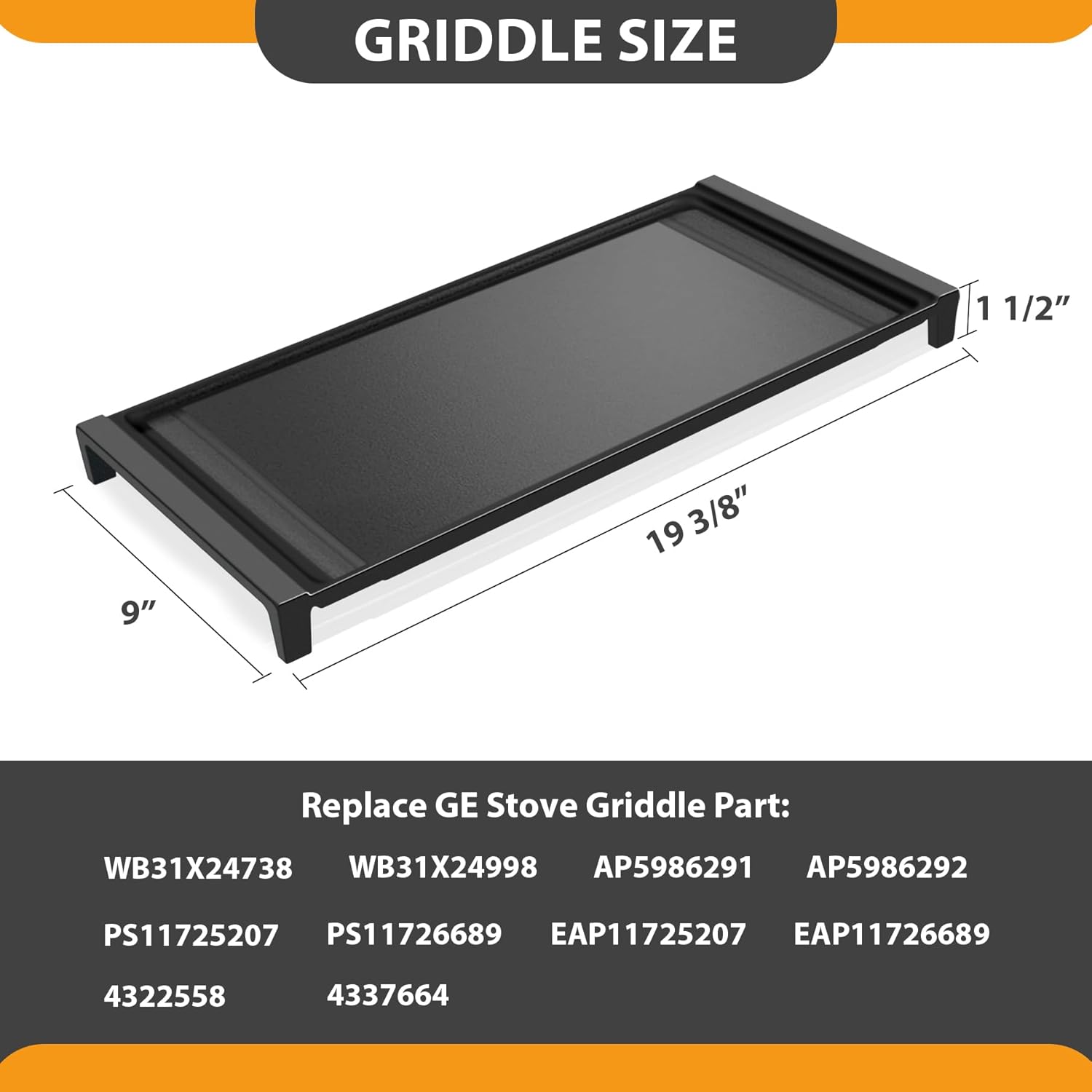 Upgraded WB31X24738 Cast Iron Griddle Replacement for GE General Electric Stove Parts,WB31X24738 StoveTop Pan Parts for JGB700SEJ4SS JGSS66SEL3SS Burner Center Griddles Stove Top Griddle for Gas Stove - Image 2