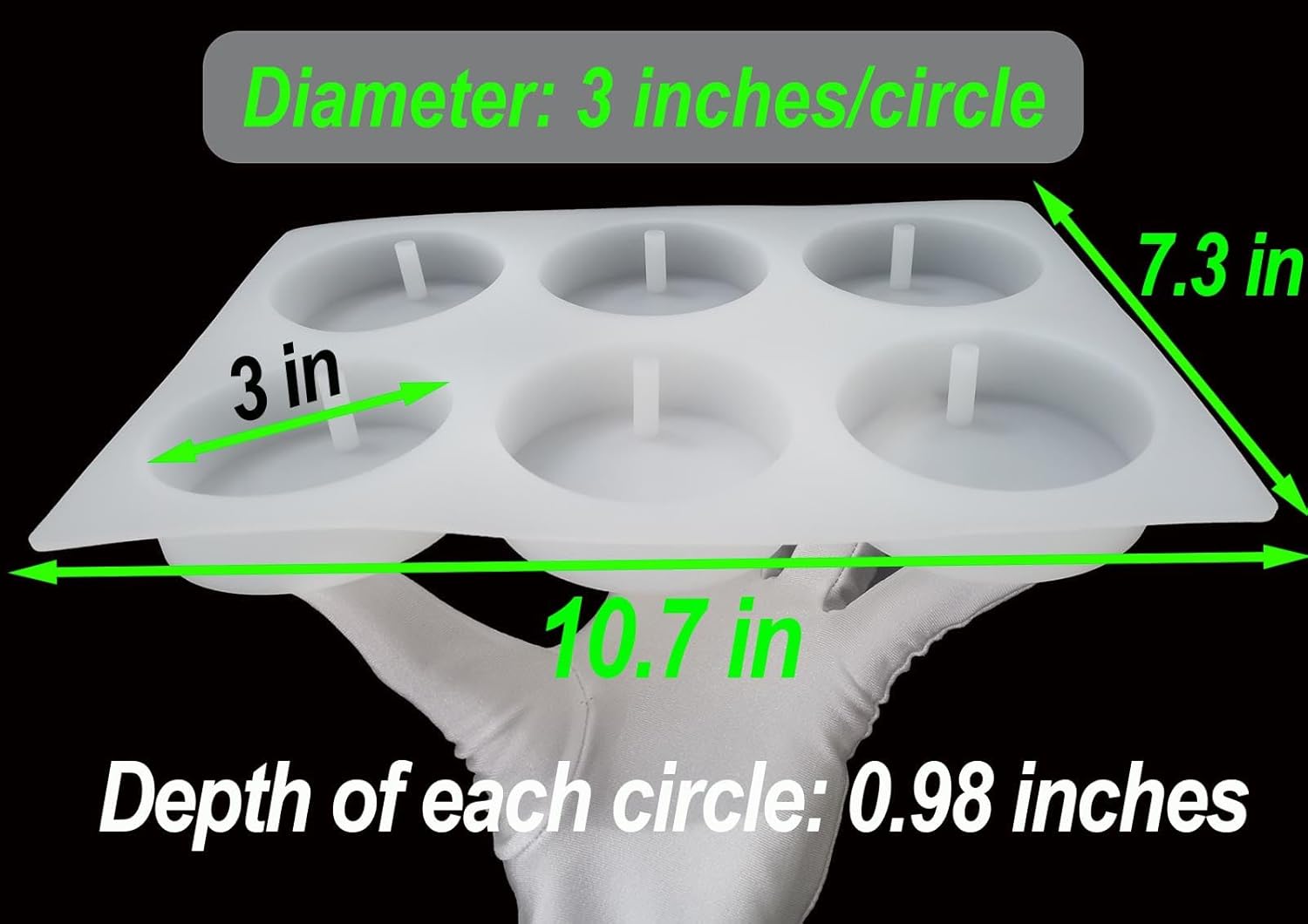 Six-3-inch-Circle with Pillars Car Freshies Mold with Holes - Epoxy Resin - Soap Silicone Mould -【Diameter: 3 inches】, Thickness: 3mm, Weight: 9.17 oz - Image 2