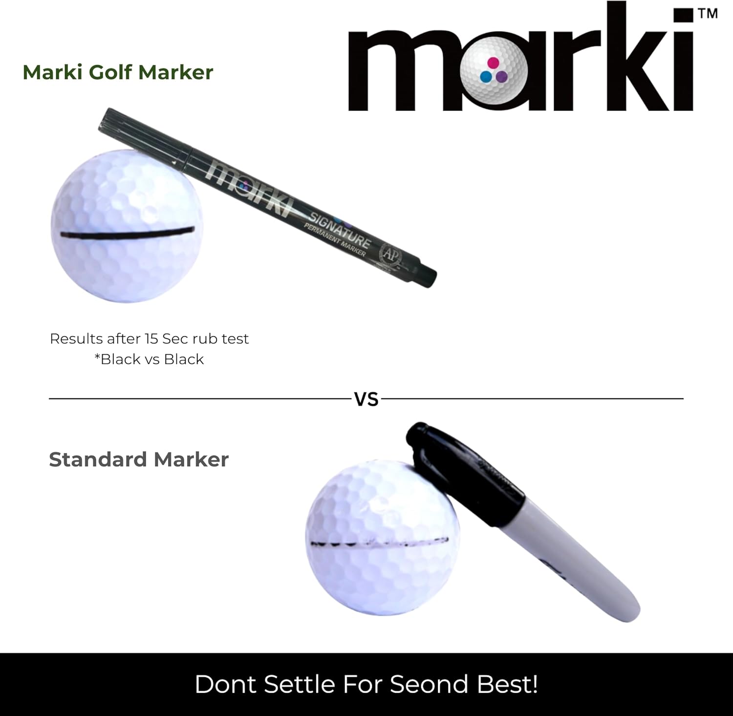 Marki Permanent Golf Ball Marker Pen – Fine Tip, Wear & Water Resistant Ink | Designed for Golf | Available in 8 Bold Colours | Single Pen - Image 4