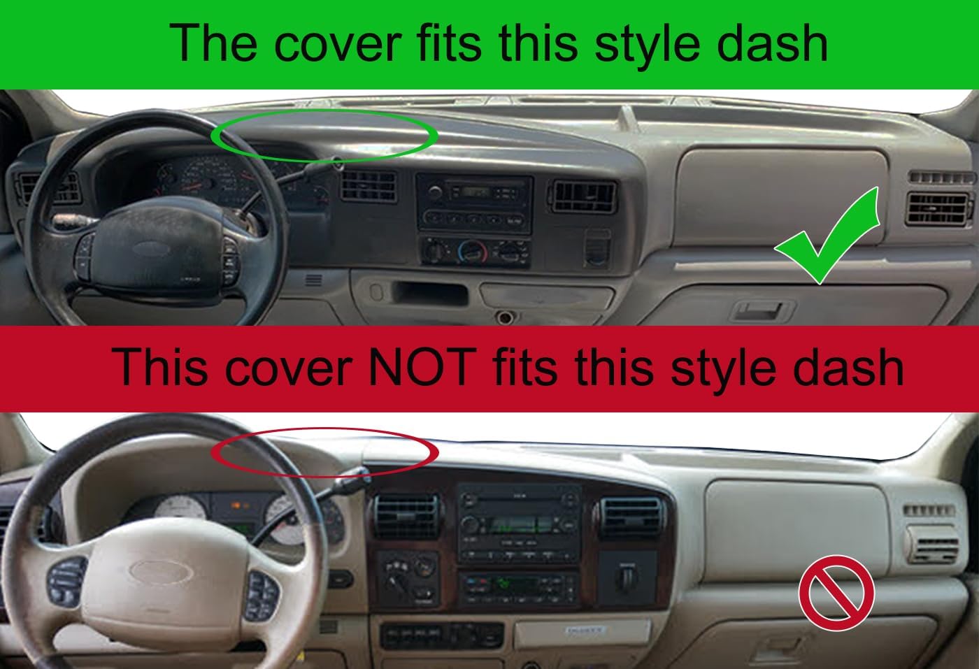 Yiz Dashboard Cover Dash Cover Mat Pad Carpet Custom Fit for Ford F250 F350 F450 Super Duty 1999 2000 2001 2002 2003 2004 / Ford Excursion 2000-2005 (Beige) Y72 - Image 2