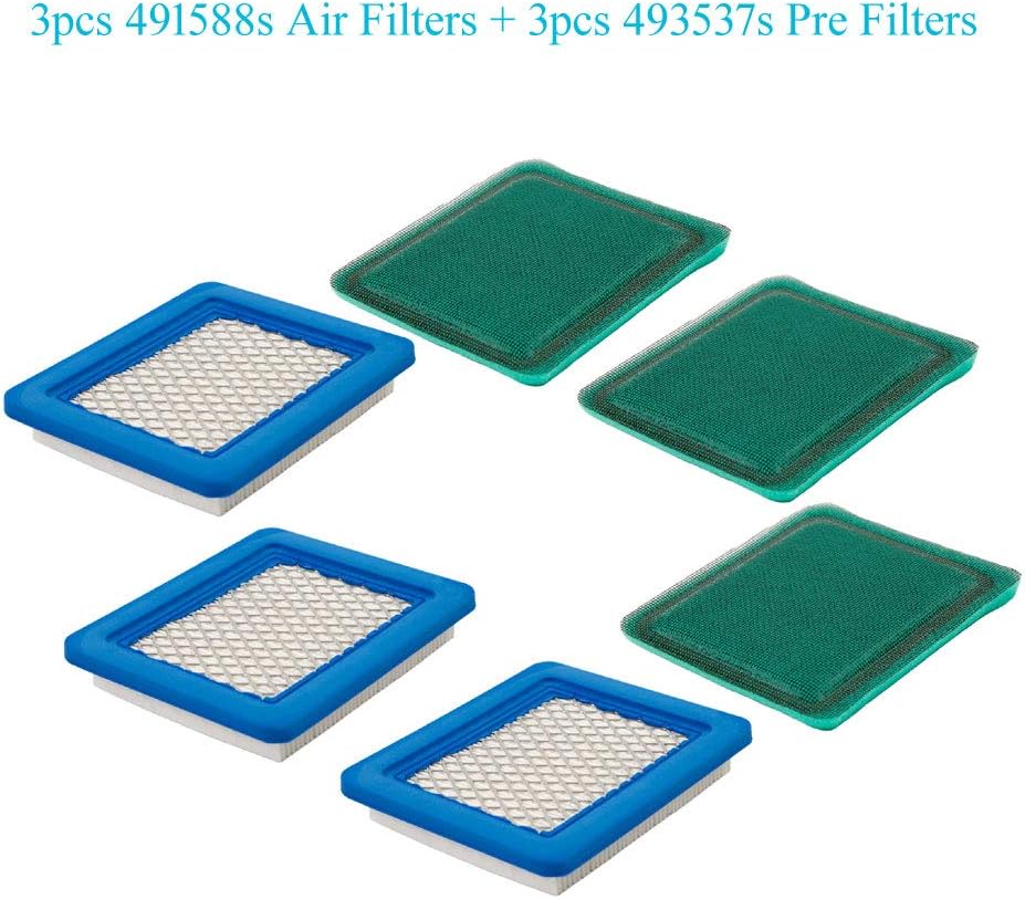 HOODELL 3 Pack 491588S Air Filter with Pre Filter, Compatible with 491588 493537 493537S Toro 20332 Craftsman 33644, Push Lawn Mower Air Cleaner - Image 2