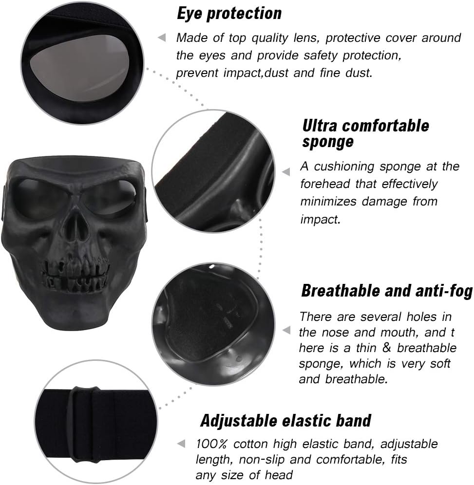 Spooky Skull Face Mask for Airsoft Paintball Motor Racing Polarized Lens - Image 3