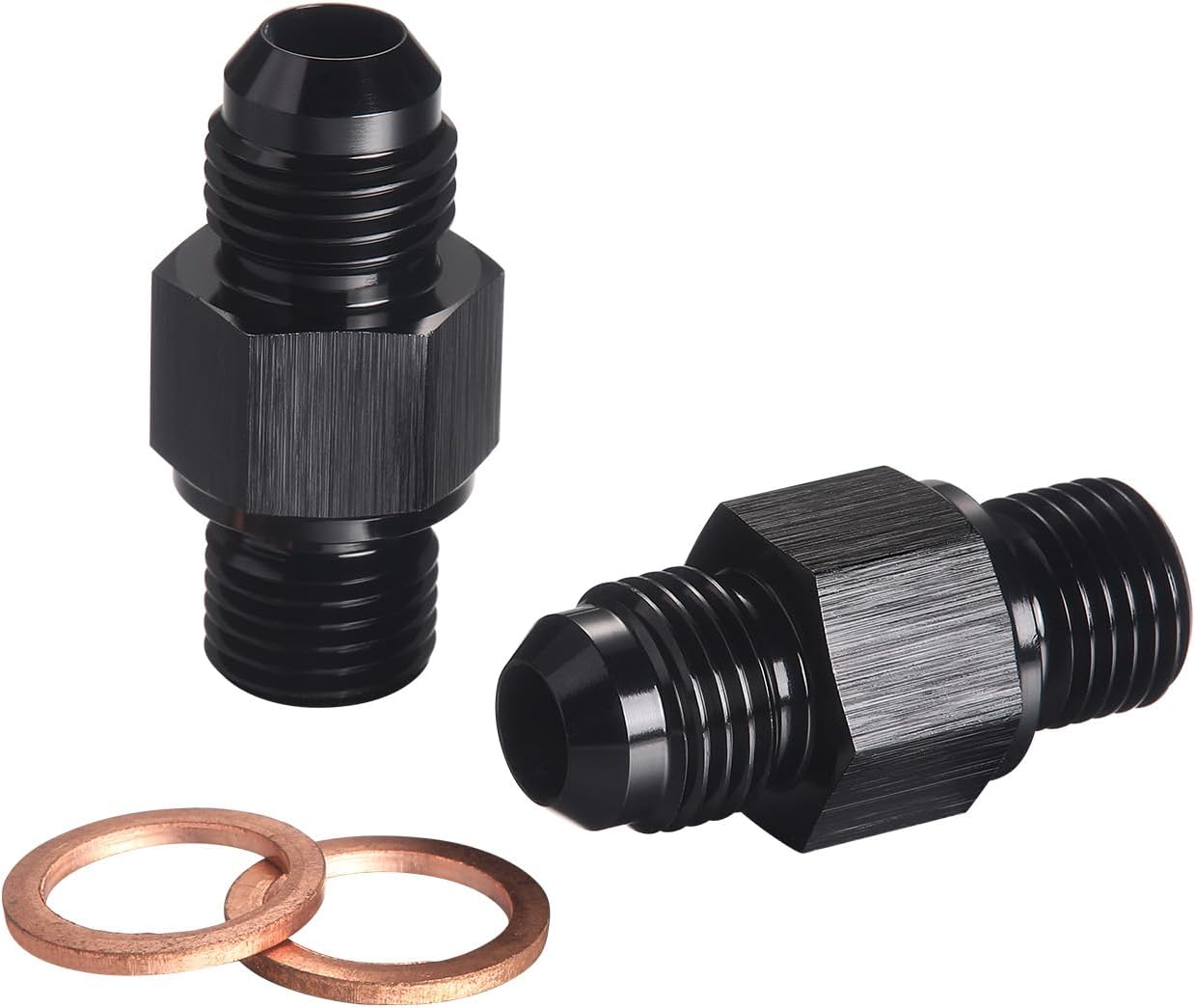 6AN Male Flare to 1/4 NPSM Transmission Cooler Adapter Fitting Aluminum Black Fits TH350 TH400 4L60E 700R4 200-4R TR6060 AOD 4R100 4R70W C5, Pack of 2 - Image 4