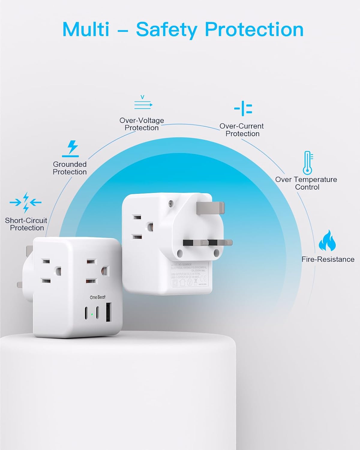 US to UK Ireland Travel Plug Adapter, Type G Power Plug Adapter with 3 Outlets 3 USB Ports(2 USB C), European Travel Plug Adapter for USA to England London Scotland British Qatar Irish Hongkong - Image 6