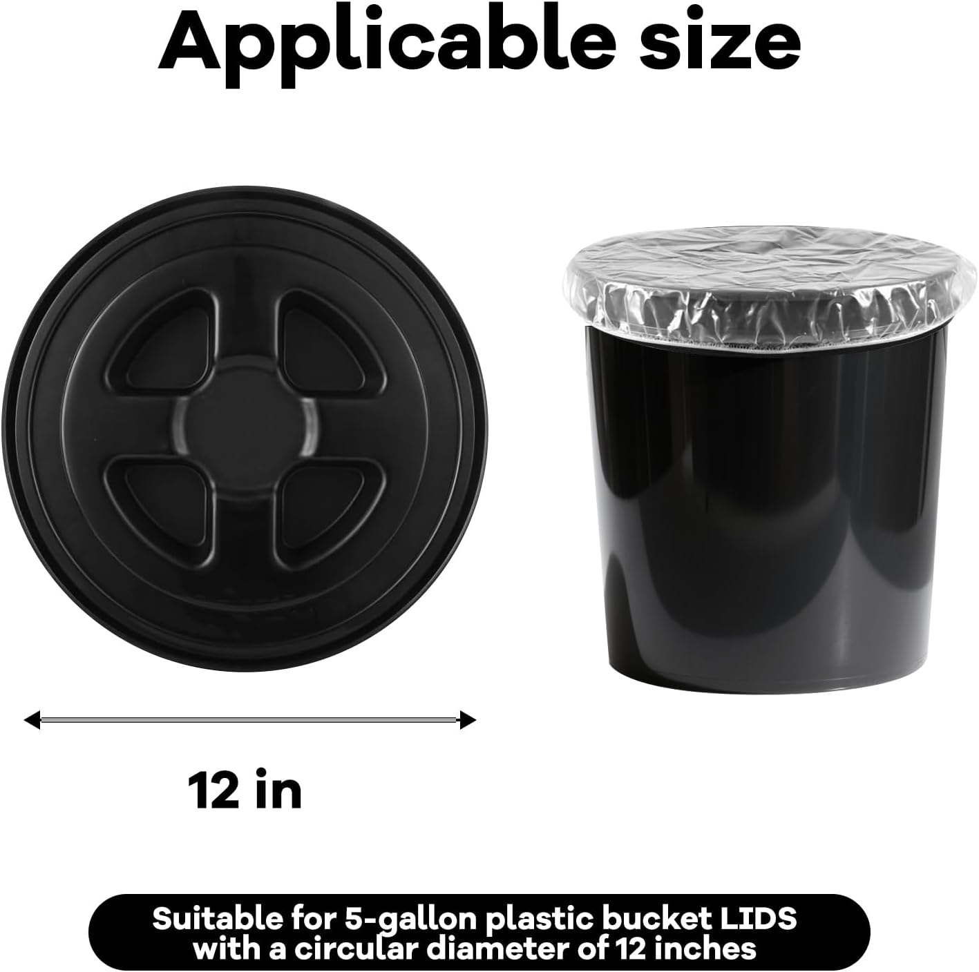 Plastic Bucket Lid, 5 Gallon Size, Disposable Can Covers, 50 Pack - Image 2