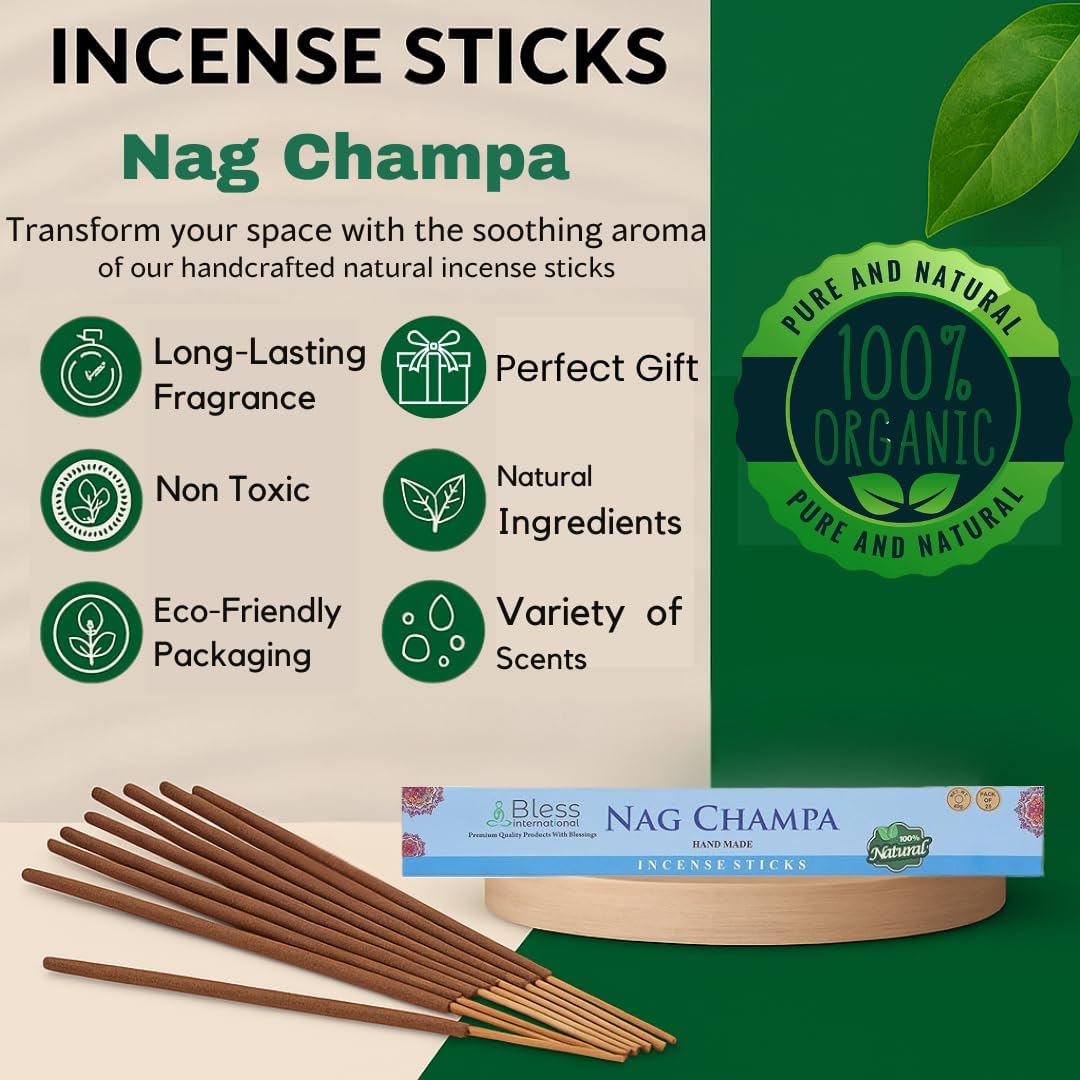 Bless-Nag-Champa 100%-Natural-Handmade-Hand-Dipped-Incense-Sticks Organic-Chemicals-Charcoal-Free Purification-Relaxation-Positivity-Yoga-Meditation Best-Woods-Scent (500 Sticks (26 OZ)) - Image 4