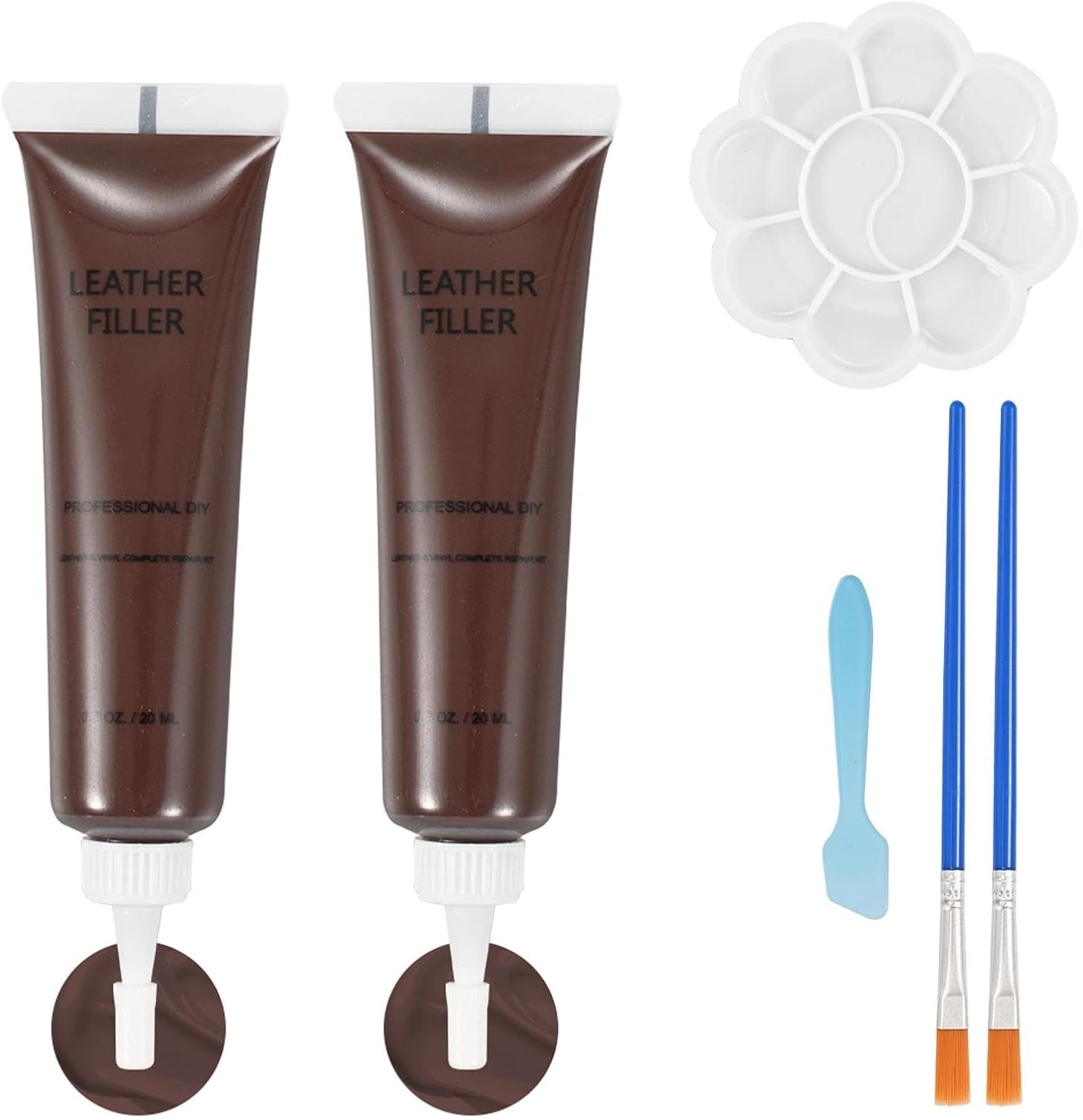 Kenbry Leather Repair Kit for Furniture, Car Interiors,Car Seat,Brown Leather & Vinyl Repair Kit for Couches,Shoes,Real & Artificial Leathers, PU, Fix Scratch, Tears, Peeling, Burn Hole, Fade