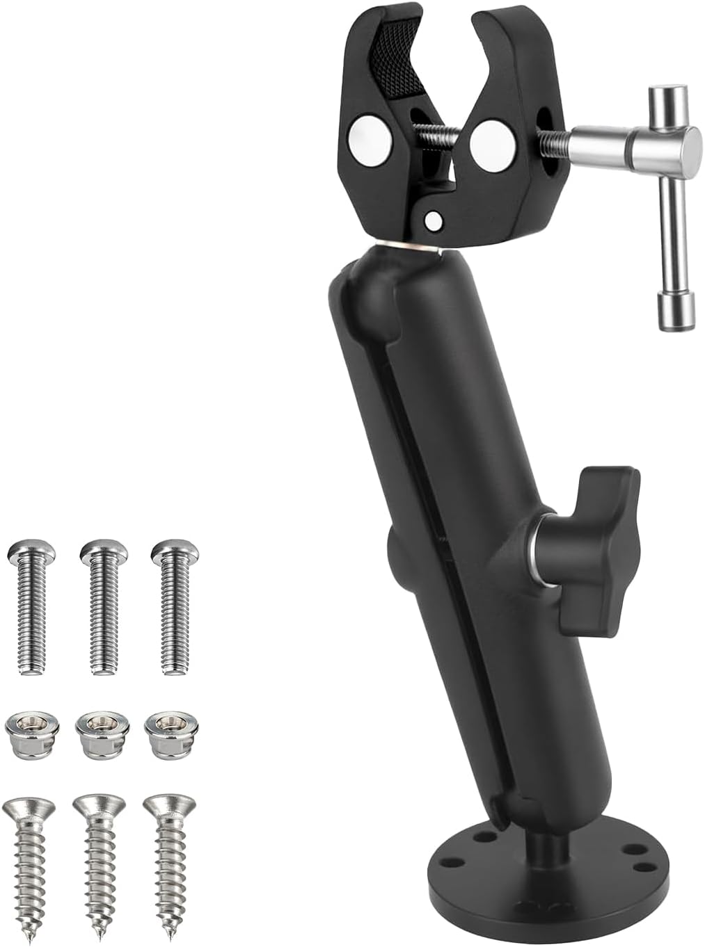 Trolling Motor Stabilizer Mount Support for Riptide Terrova/Minn kota Terrova/Ulterra, Crab-Claw-Like Clamps can Firmly Grip, 360° Adjustment Range, Fix Rods Ranging from 0.6 "to 1.5"
