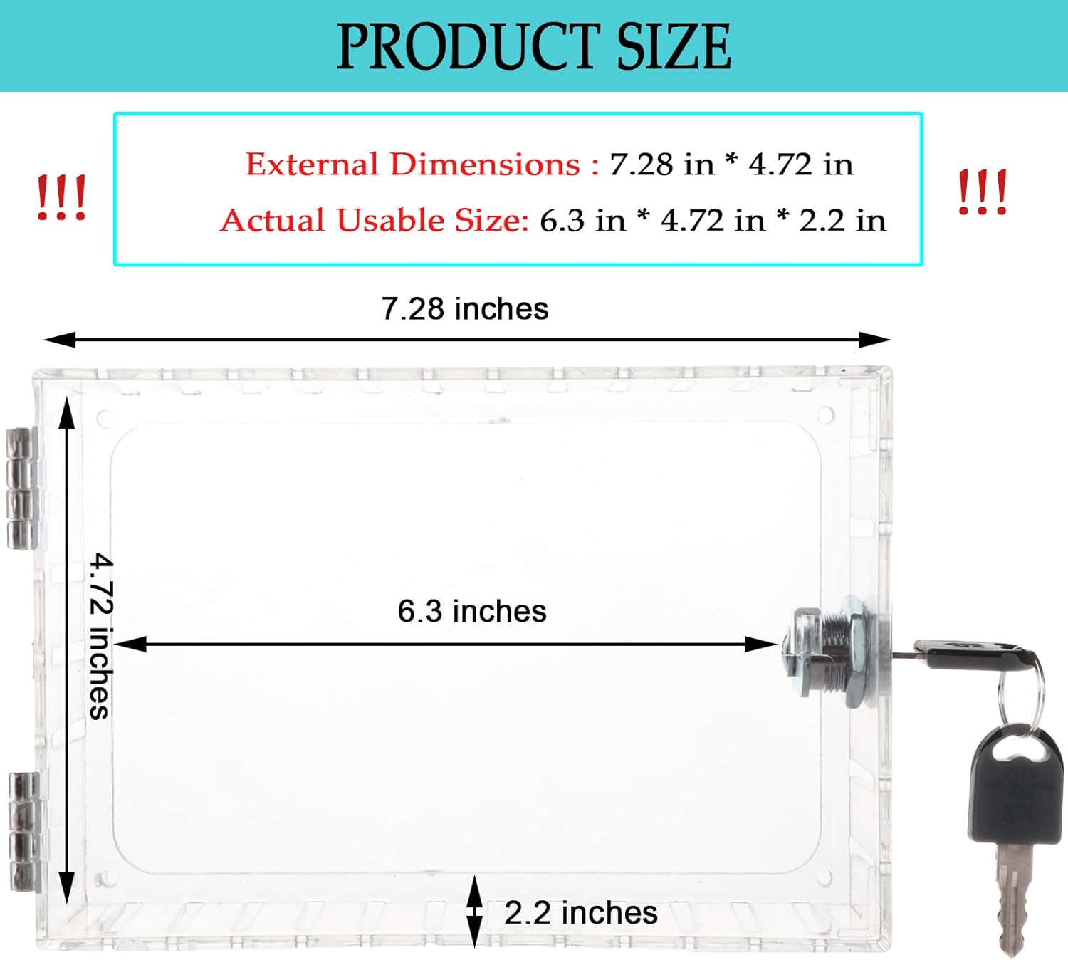 Thermostat Lock Box with Key Thermostat Lock Box Large Thermostat Cover with Lock Universal Clear Thermostat Guard for Thermostats on Wall Fits 6.3''*4.72''*2.2'' or Smaller - Image 3