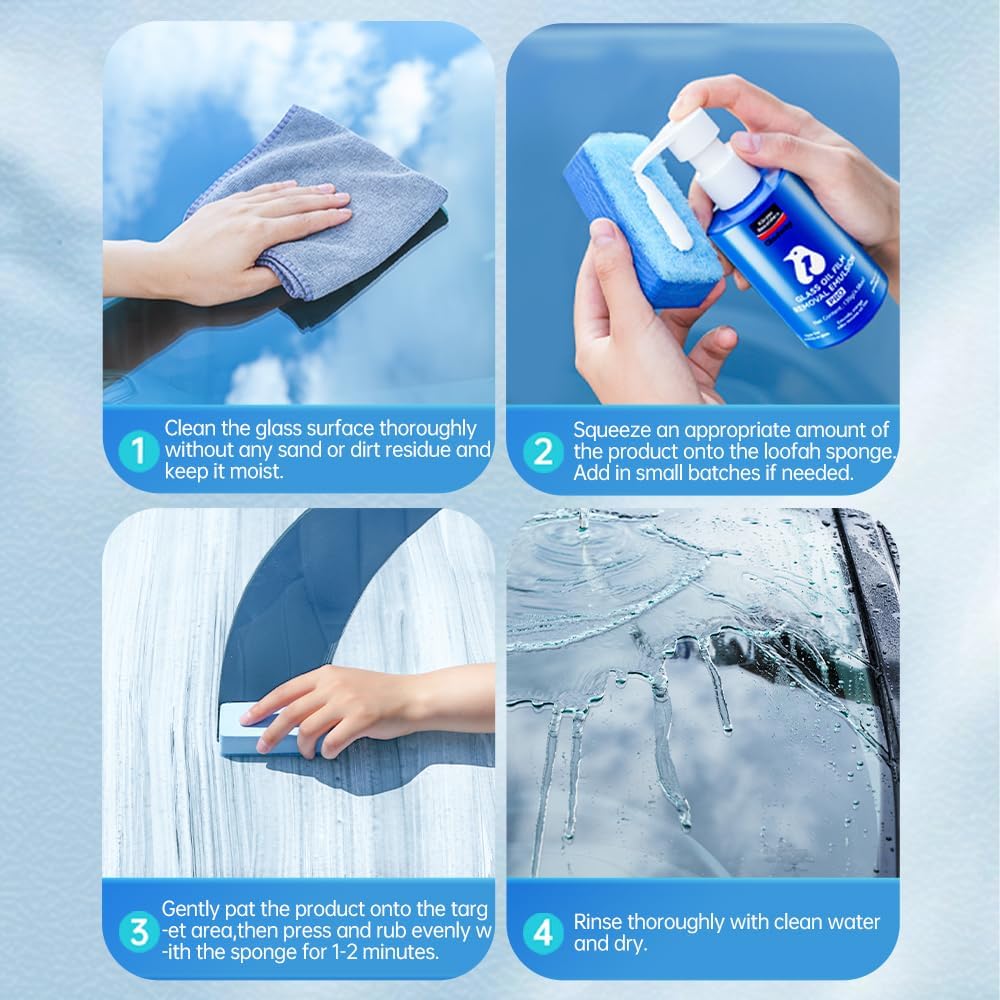 Glodway Glass Cleaner For Car Windshield,Oil film Remover, Streak-Free Shine on Automotive Windows, and Mirrors, Ammonia Free, for Auto and Home,4.58 OZ - Image 4