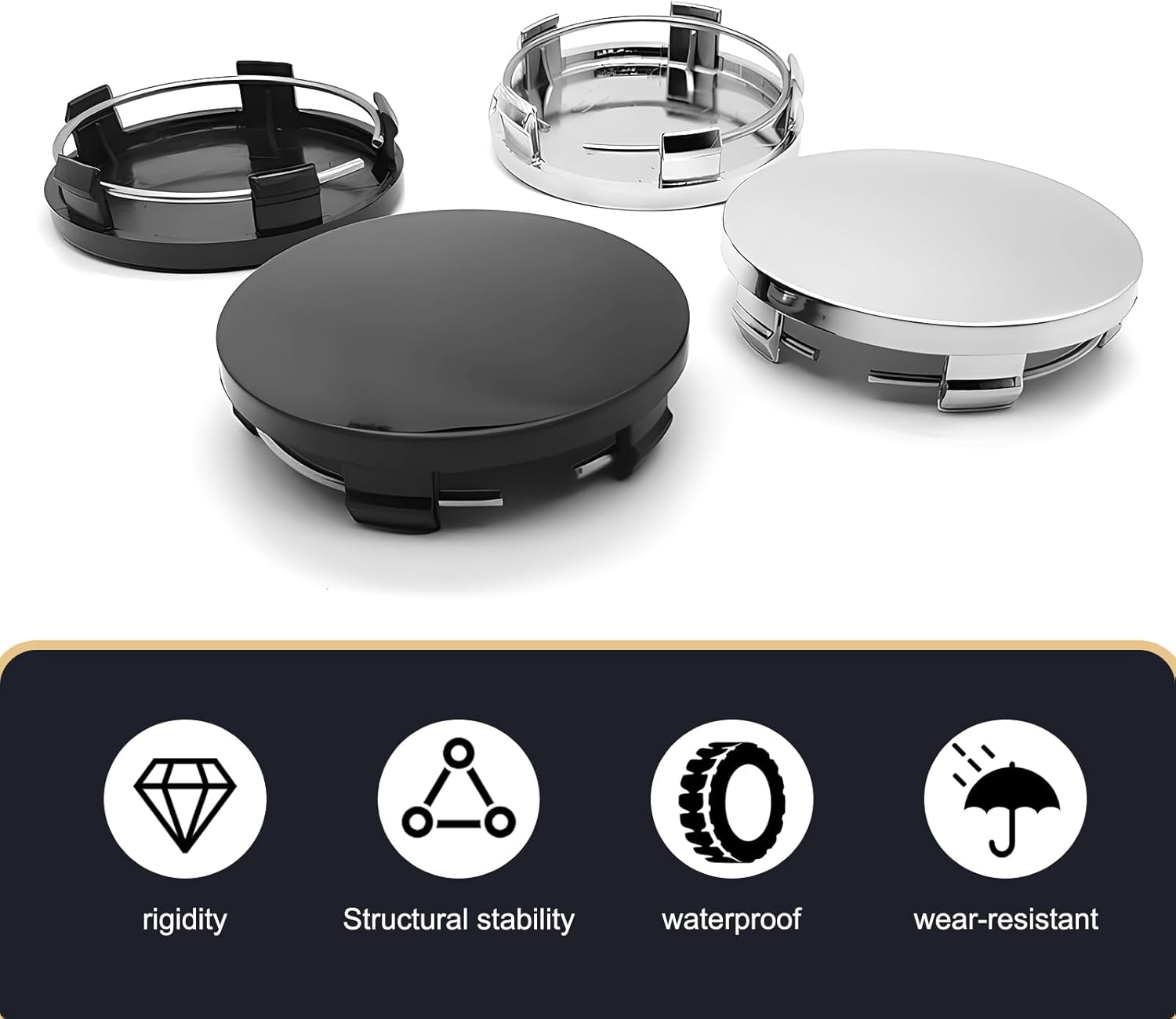 4 PCS Car Wheel Center Hub Cover, 60MM/2.36In Outer Diameter and 56MM/2.2In Inner Diameter, Snap-in Vehicle Rim Hub Caps Accessories (Silver) - Image 6
