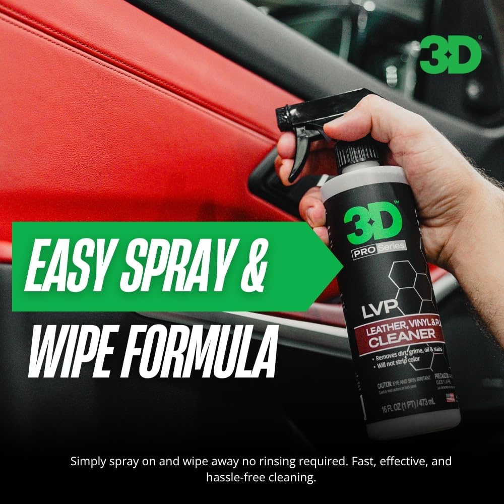 3D LVP Interior Cleaner - Removes Dirt, Grime, Grease, Oil & Stains from Leather, Vinyl & Plastic - Great for Seats, Steering Wheels, Door Panels, Dashboards - Car, Office, Home Use - 1 Gallon - Image 3