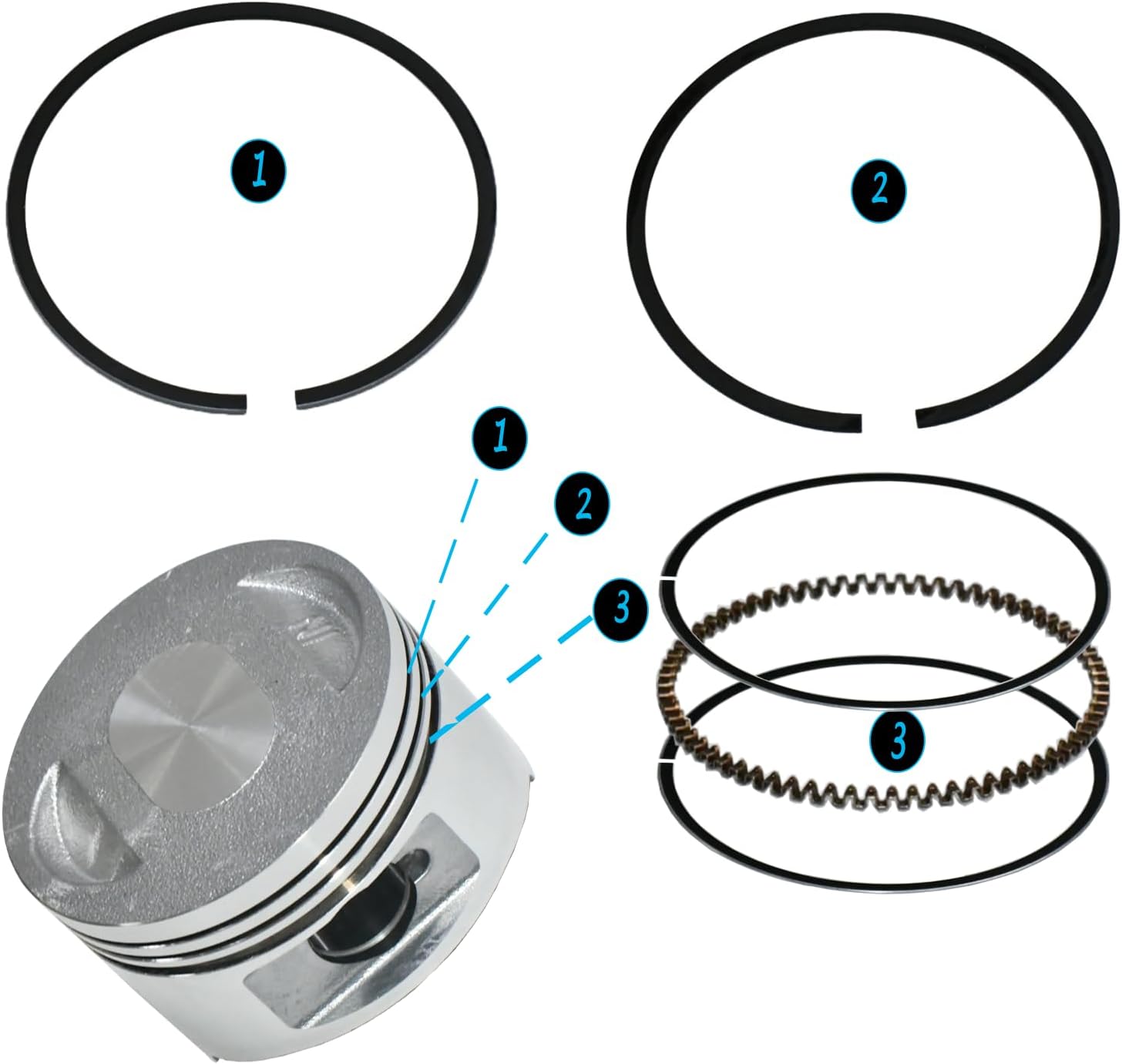 Tupo GY6150-57.4 Cylinder Kit For 125cc 150cc Jonway Jmstar Roketa Sunl Tank Peace Taotao ATV Moped Go Kart That Equipped With GY6 4-Stroke 157QMJ 152QMI Engine (Non EGR Type), Top End Kit (Package D) - Image 7