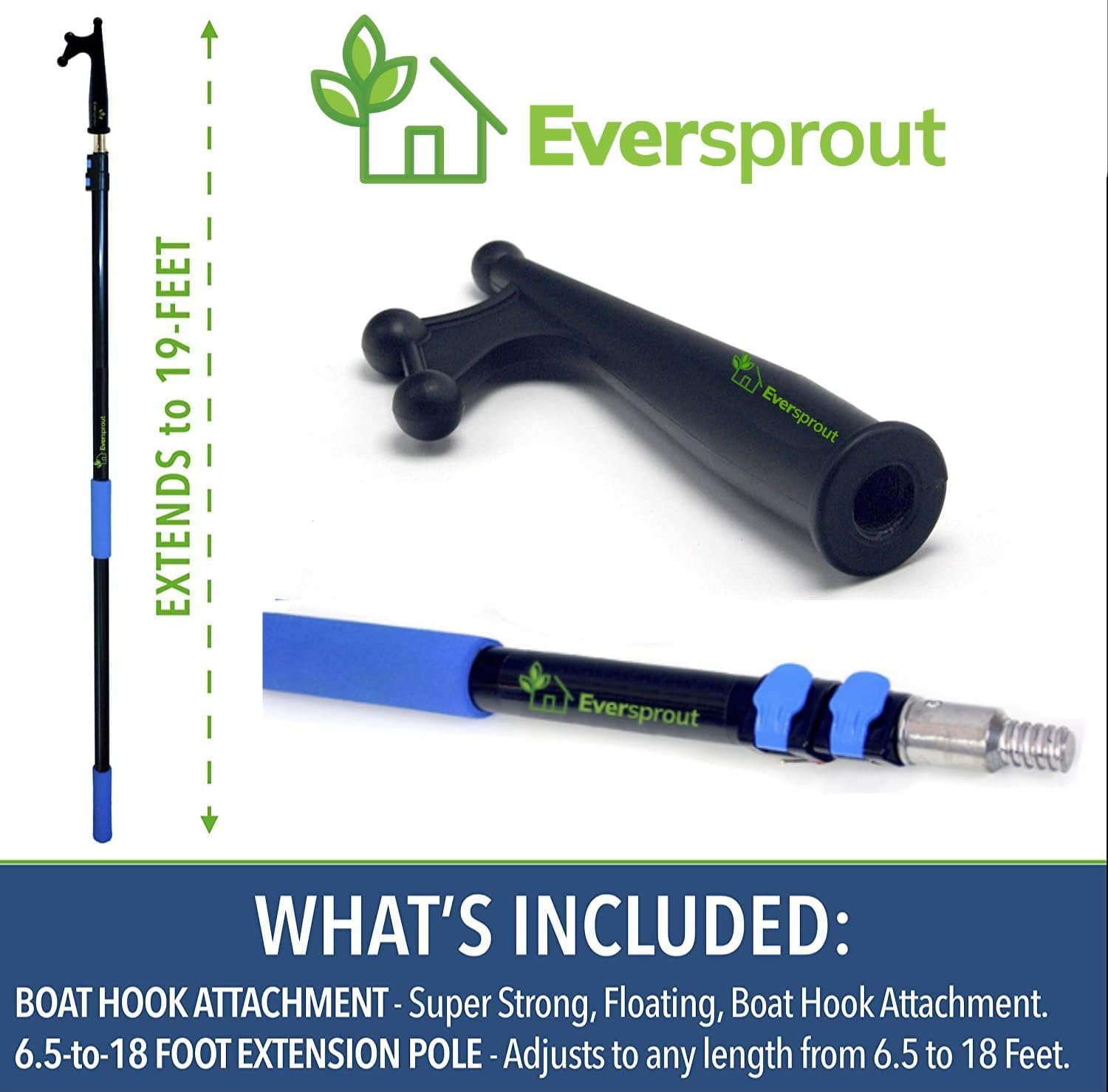 EVERSPROUT Telescoping Boat Hook | Floats, Scratch-Resistant, Sturdy Design | Durable & Lightweight, 3-Stage Anodized Aluminum Pole | Threaded End for Boating Accessories - Image 7