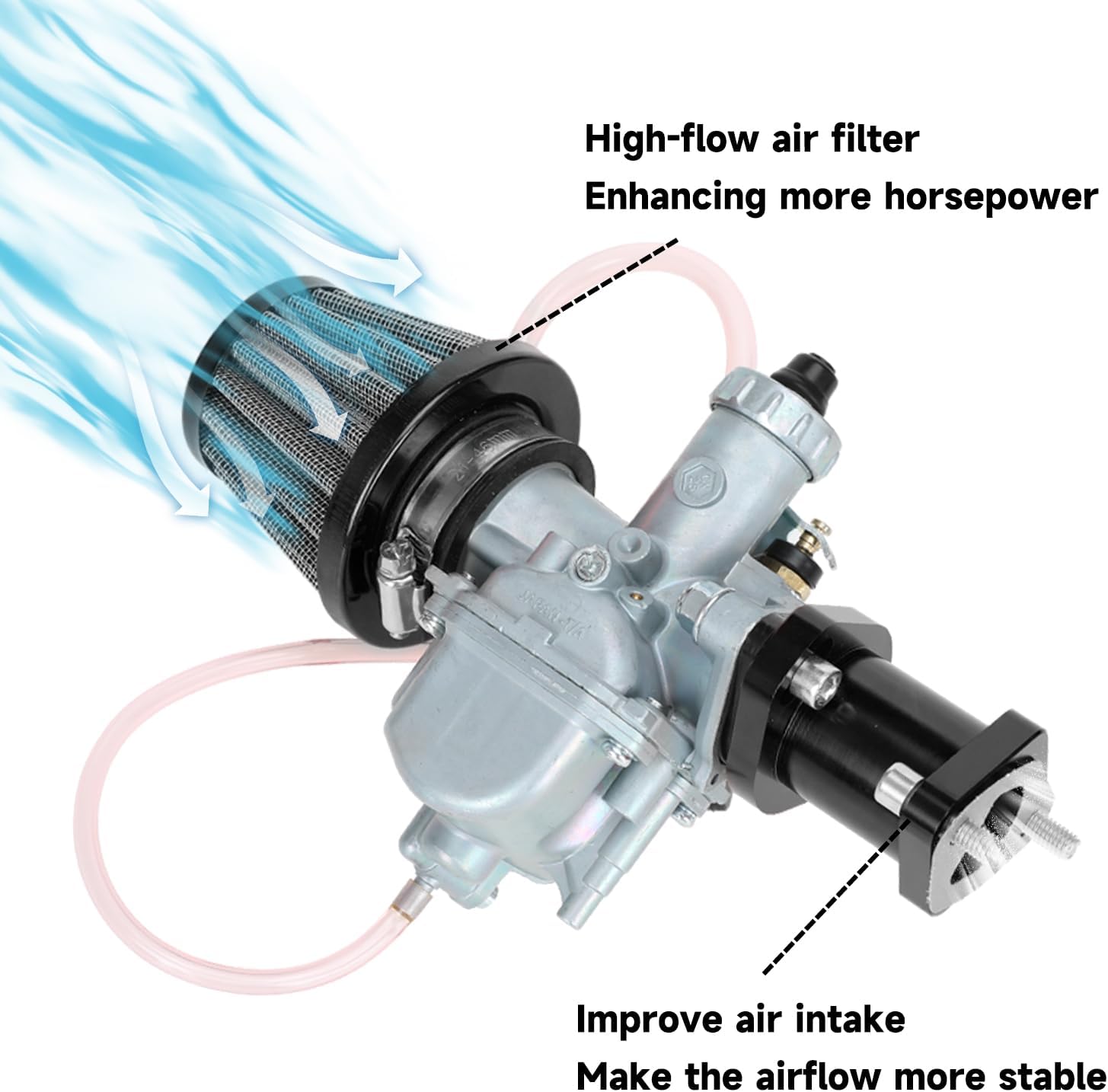 FVRITO Racing VM22 Carburetor for Predator 212cc 196cc 224cc Coleman CT200U BT200X GX160 GX200 6.5hp OHV Clone Engine KT196 Baja MB200 Mini Bike Go Kart with 38mm Air Filter Performance Parts Black - Image 4