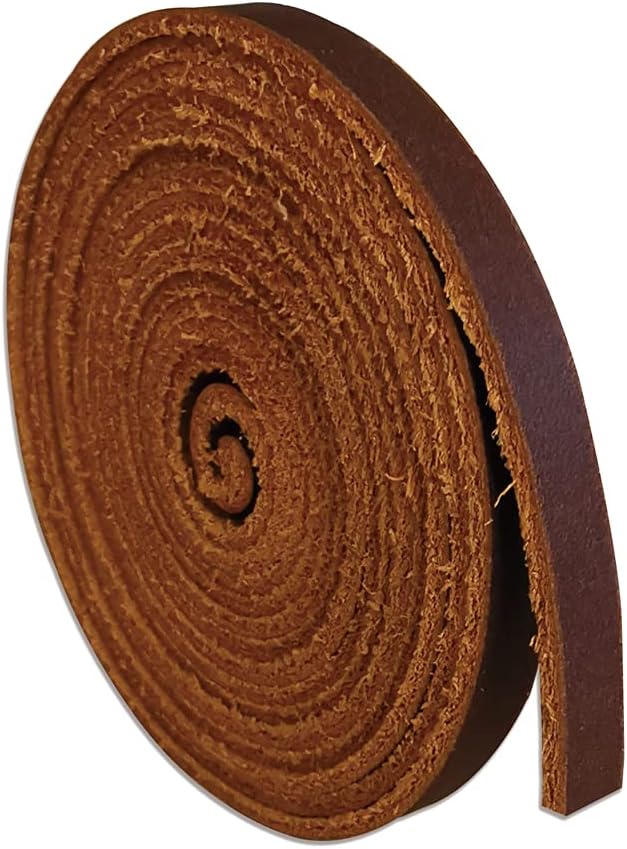 Genuine Leather Strip 1/4 Inch Wide 72 Inches Long for DIY Craft Projects, 1.8-2mm Thick, Bourbon Brown