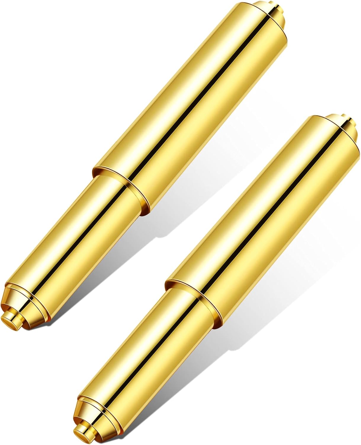 Shappy 2 Pcs Universal Toilet Paper Holder Replacement Rod Spring Loaded Plastic Retractable Paper Replacement Rod Toilet Tissue Roll Holder Insert for Bathroom Home Fixture Accessories (Gold)