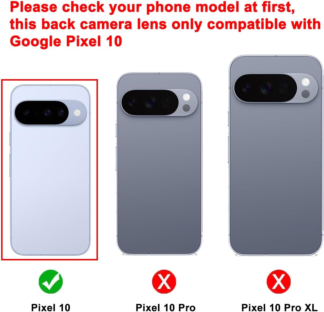 2 Set Back Rear Camera Lens Glass Replacement for Google Pixel 10 with pre-Installed Adhesive and Reparing Toolkit - Image 2