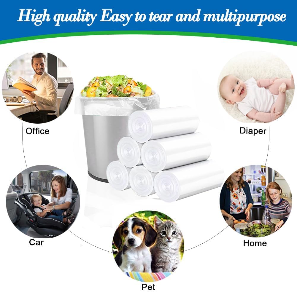 0.5 Gallon 350 pcs Mini Clear Trash Bags, Tiny Strong Garbage Bags,Small Plastic Bags for Desktop Trash Bin, Tiny Bathroom Trash Can Bin Liners,Mini Bags for Waste Basket Liner,Fit 2 Liters-Clear - Image 4