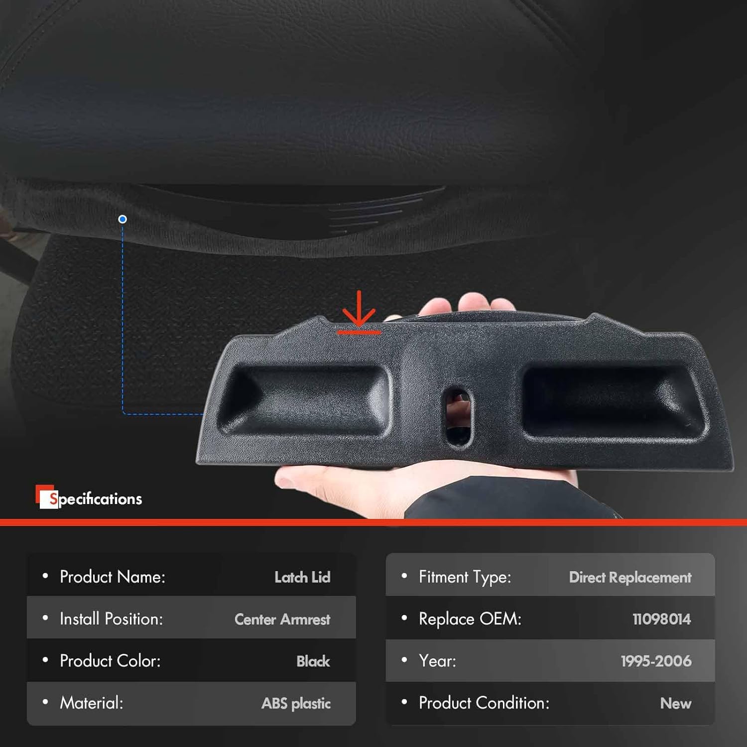 Center Console Jump Seat Armrest Lid Latch Fit for Chevy Silverado Suburban Tahoe, for GMC Sierra Yukon Avalanche 1995-2006 | Jumpseat Console Lock Assembly Replace# 11098014, 812444, 812443 - Image 5